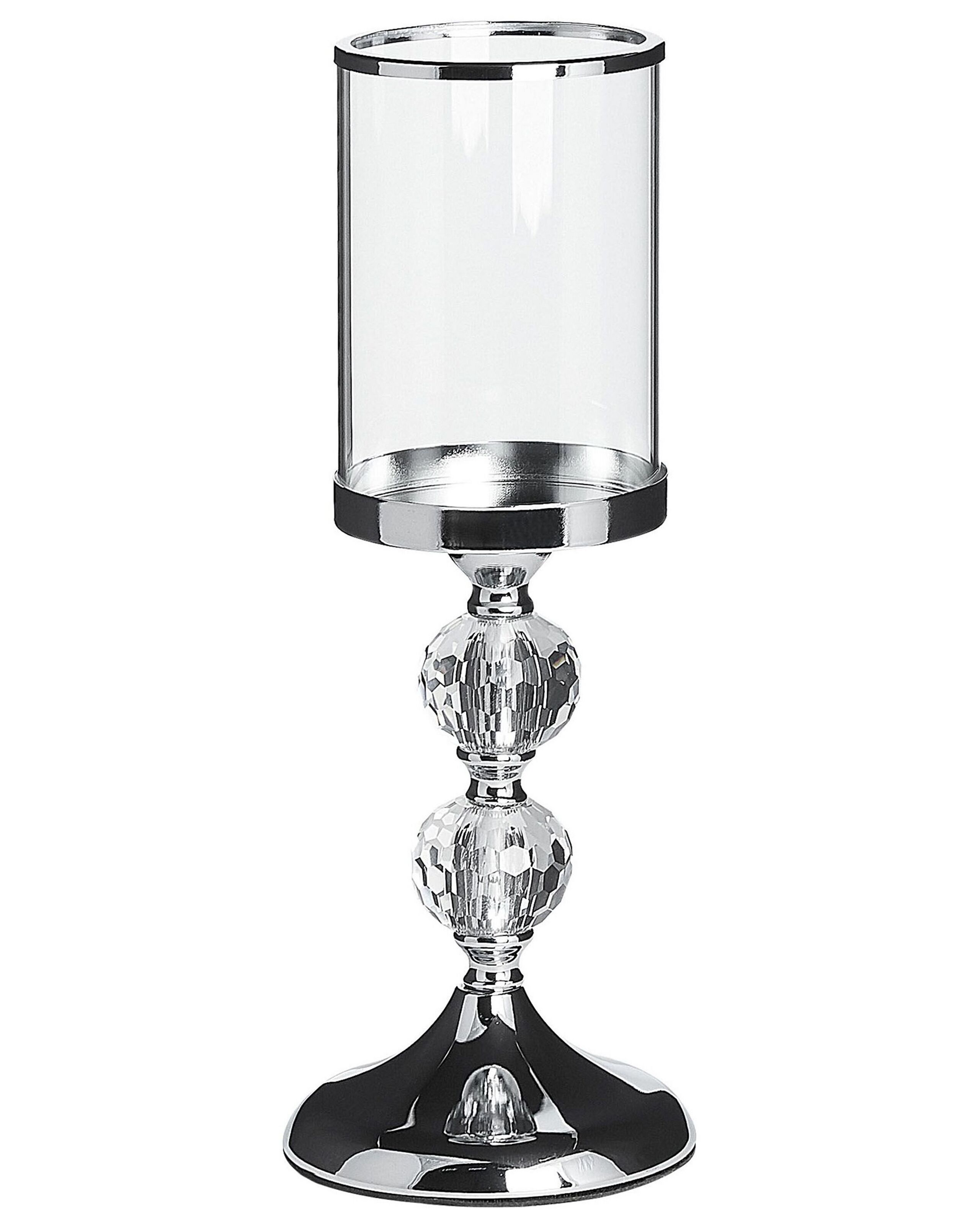 Glass Hurricane Candle Holder 36 cm Silver COTUI