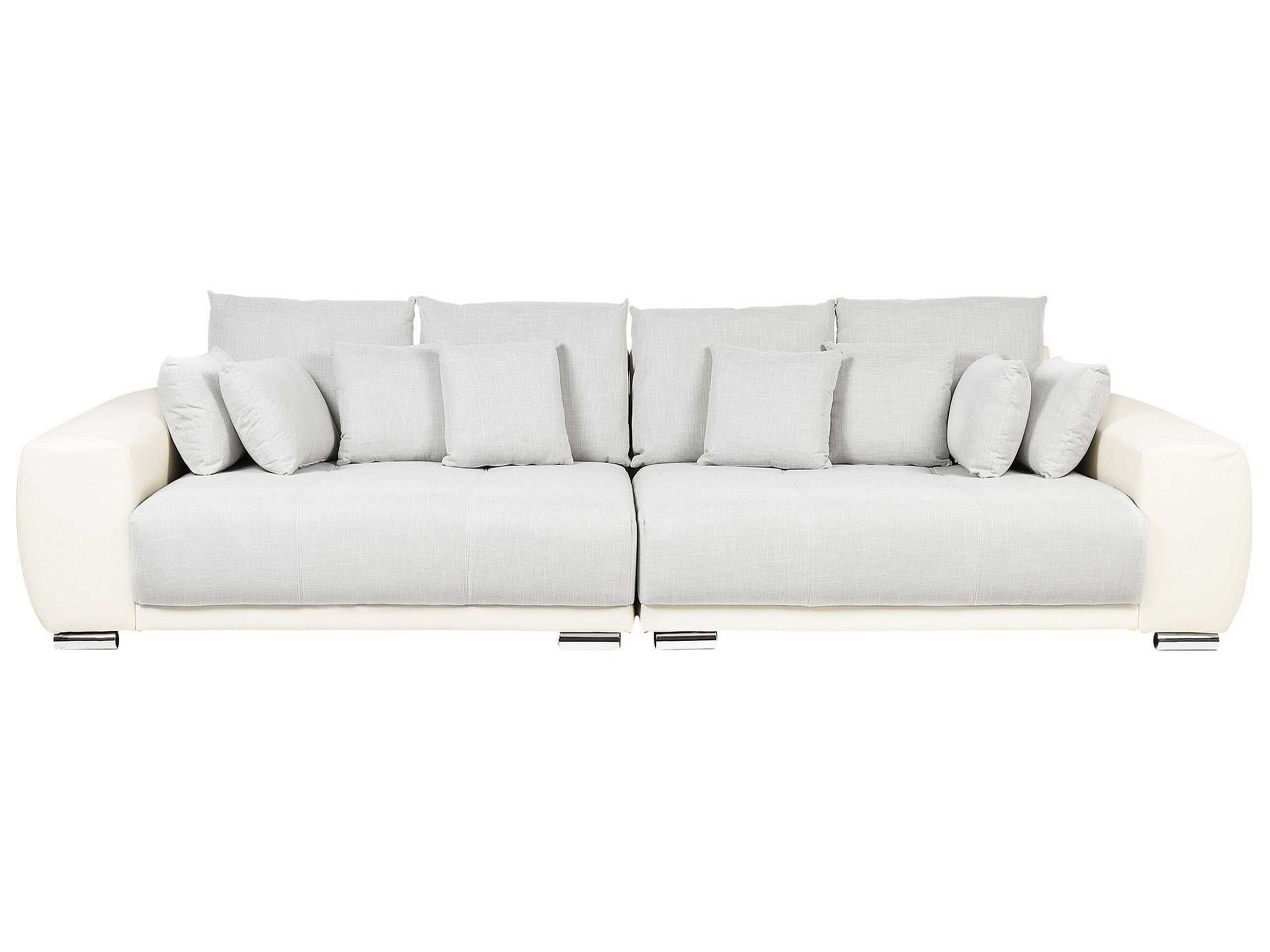 4 Seater Fabric Sofa Light Grey and Light Beige TORPO
