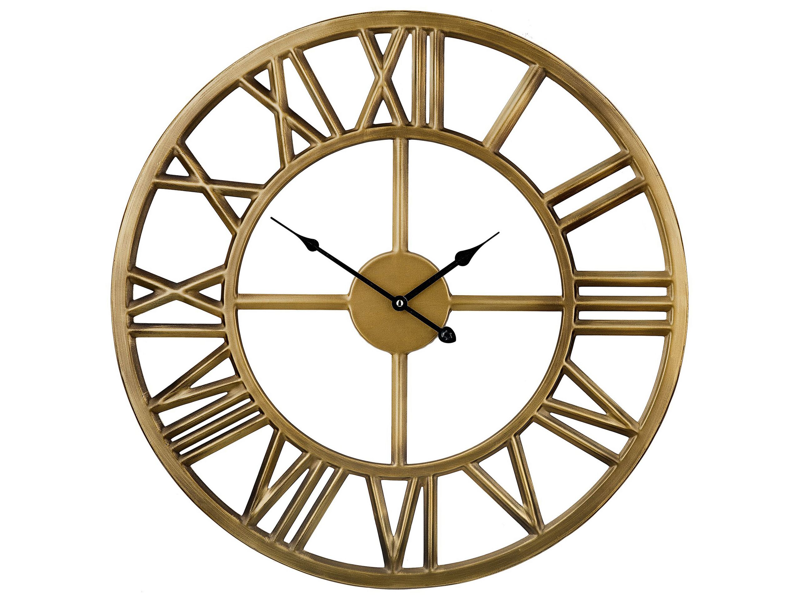 Iron Skeleton Wall Clock 61cm Gold