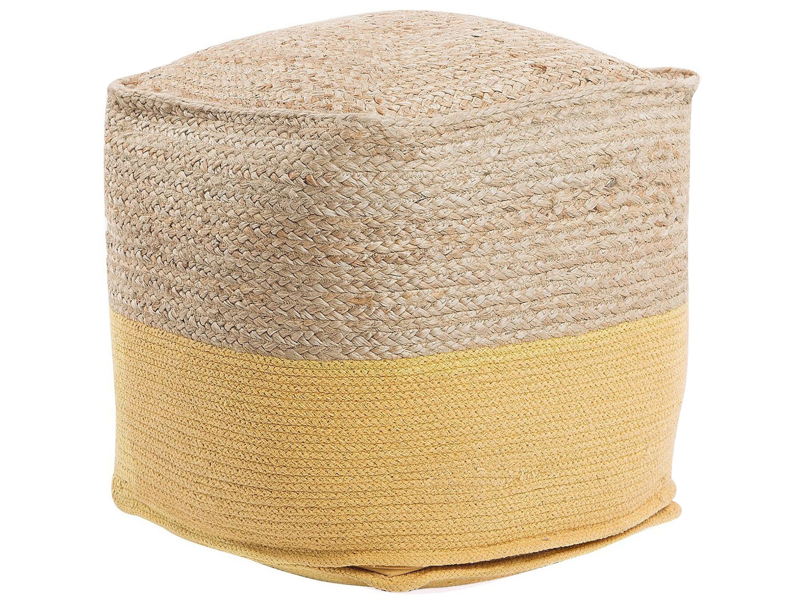 Jute Woven Pouffe Yellow KIRAMA