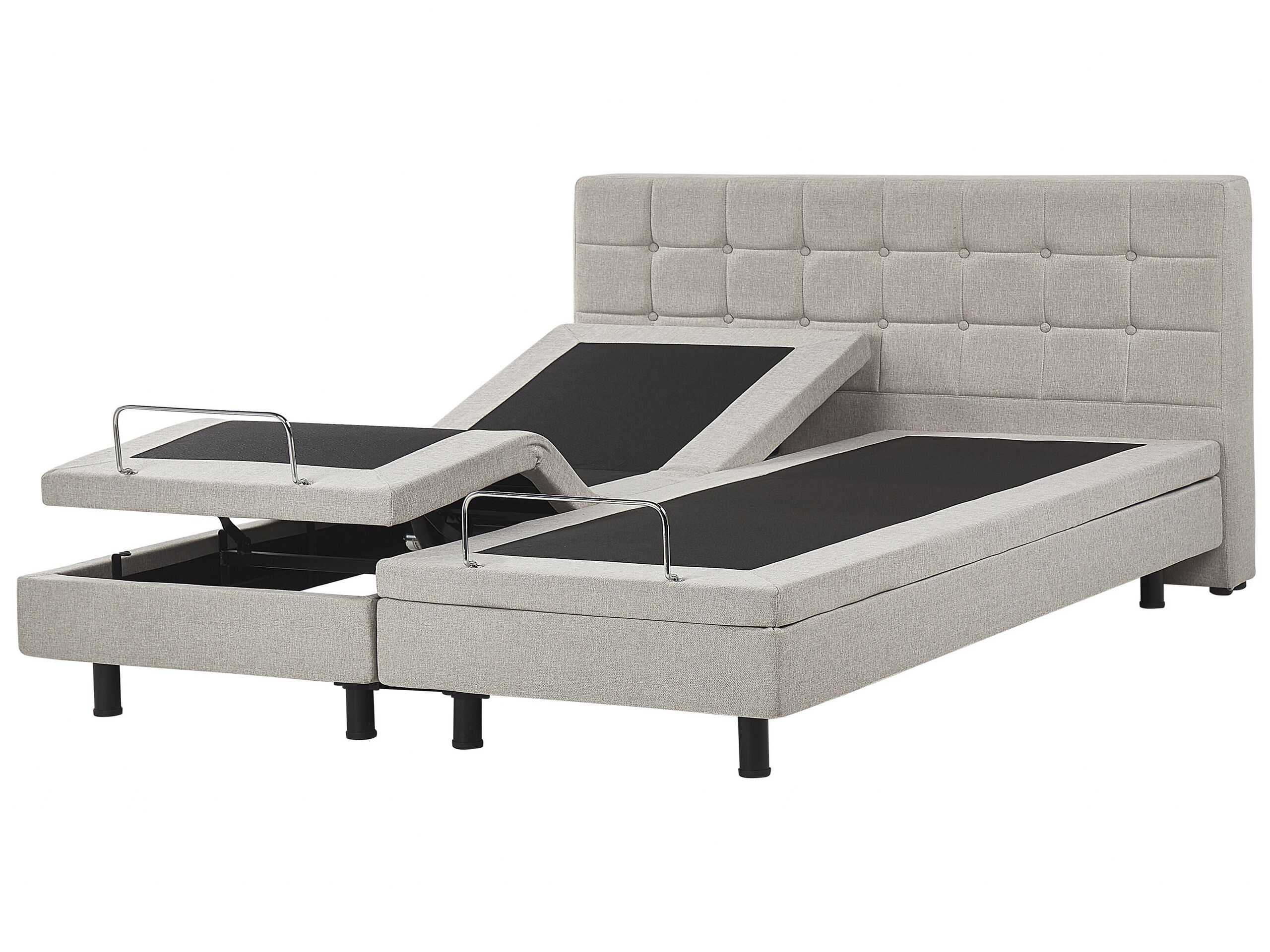 Fabric EU Super King Size Adjustable Bed Beige DUKE