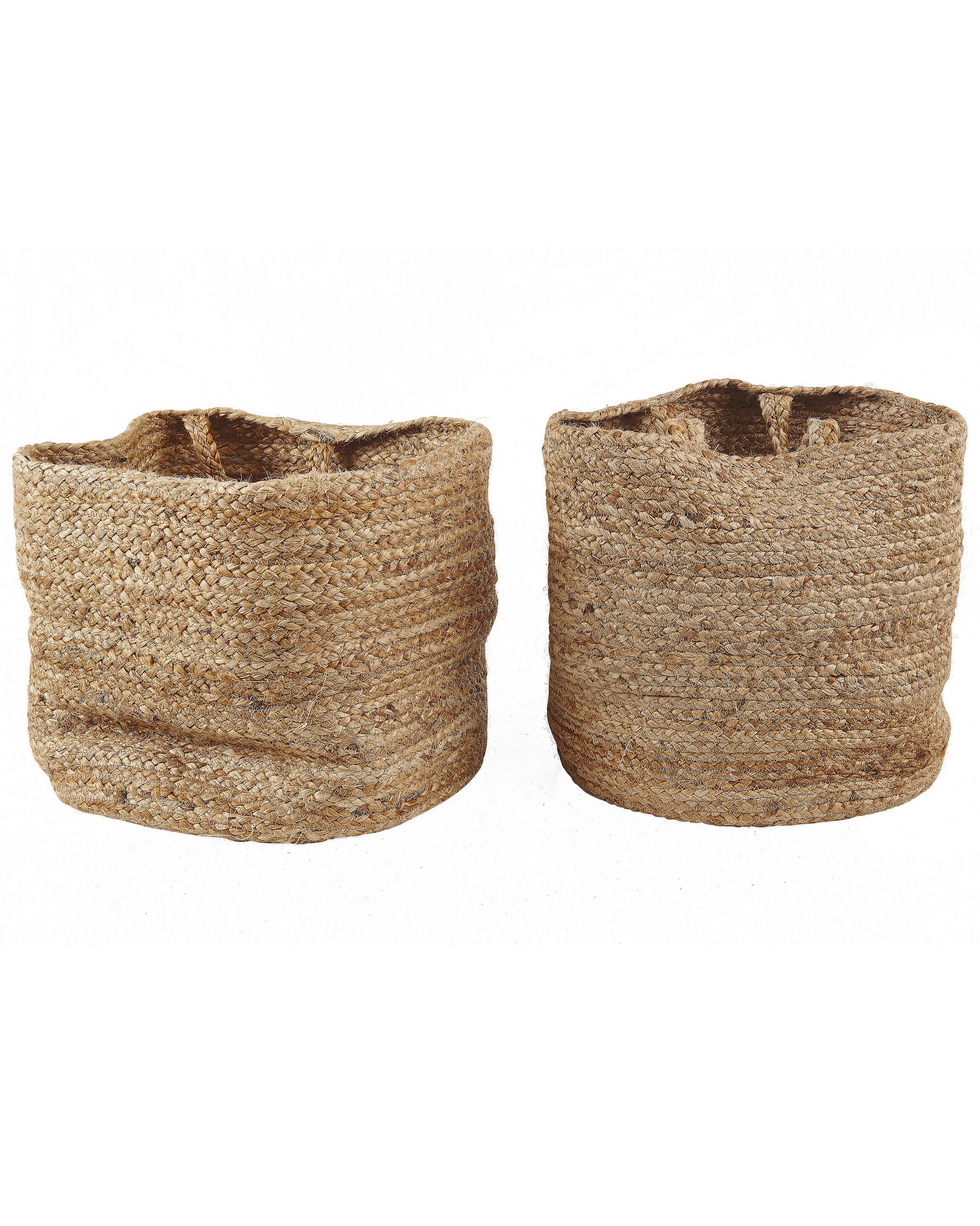Set of 2 Jute Baskets Sand Beige KAELLA