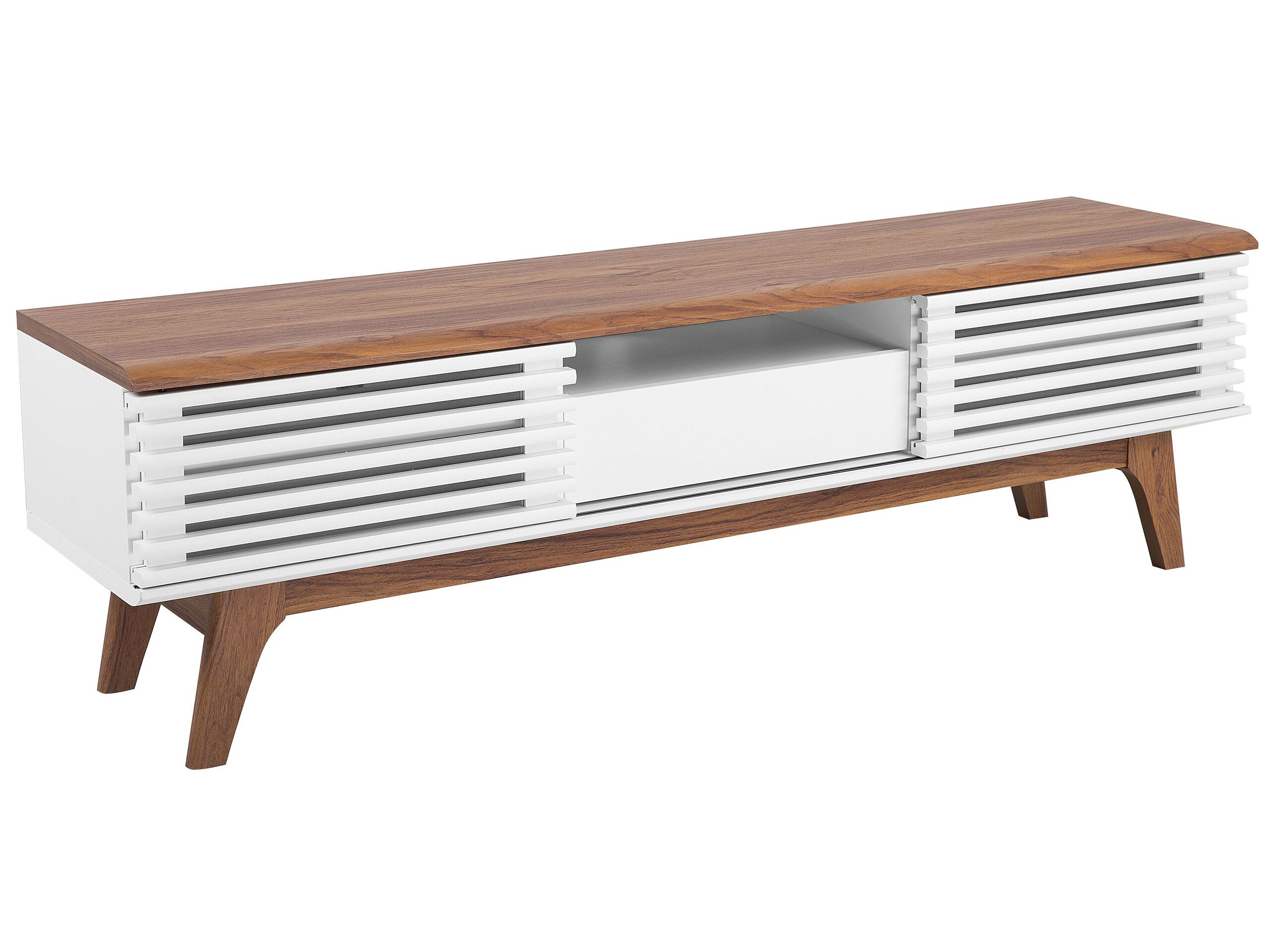 TV Stand White and Dark Wood DETROIT