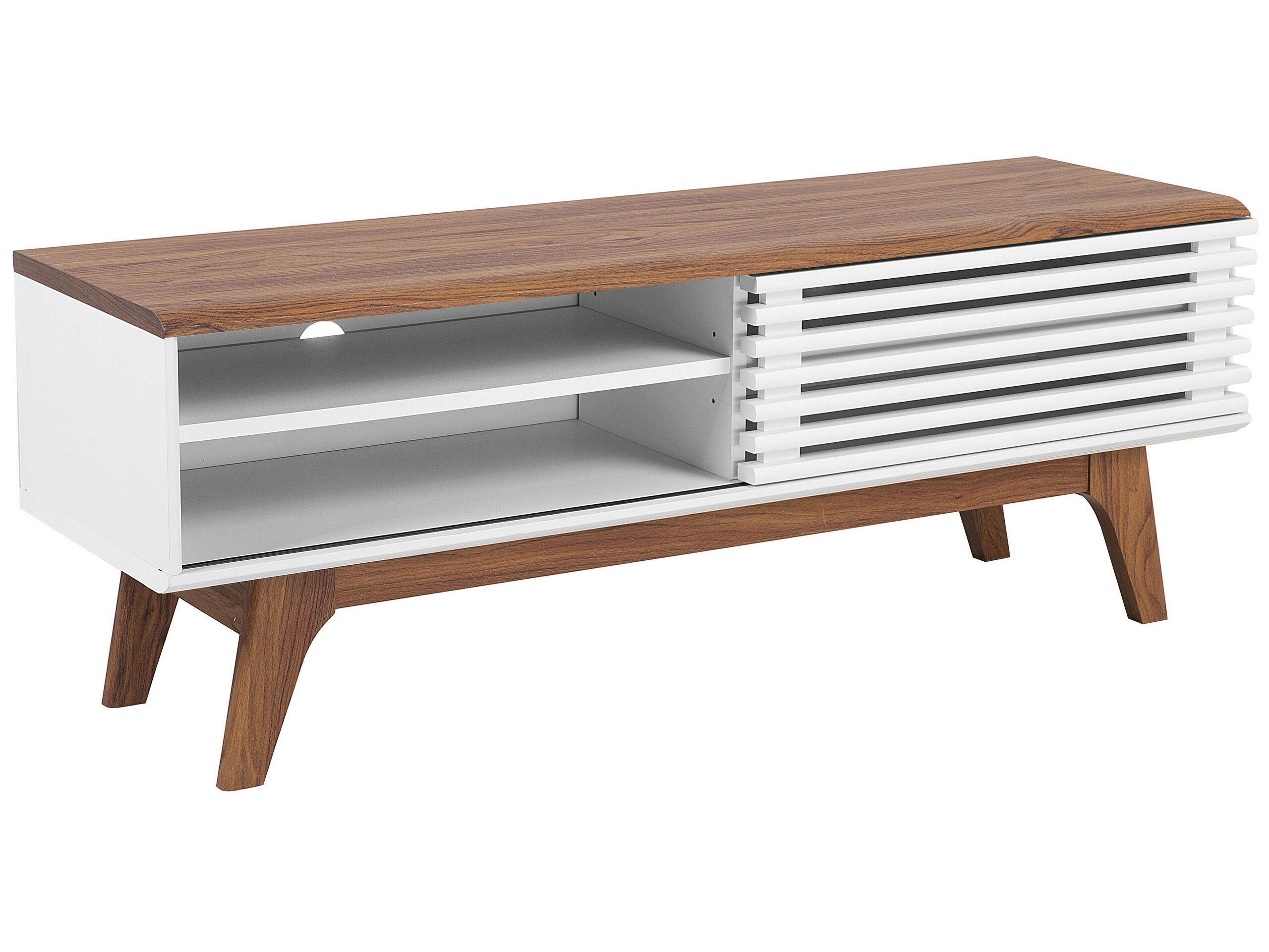 TV Stand White and Dark Wood TOLEDO