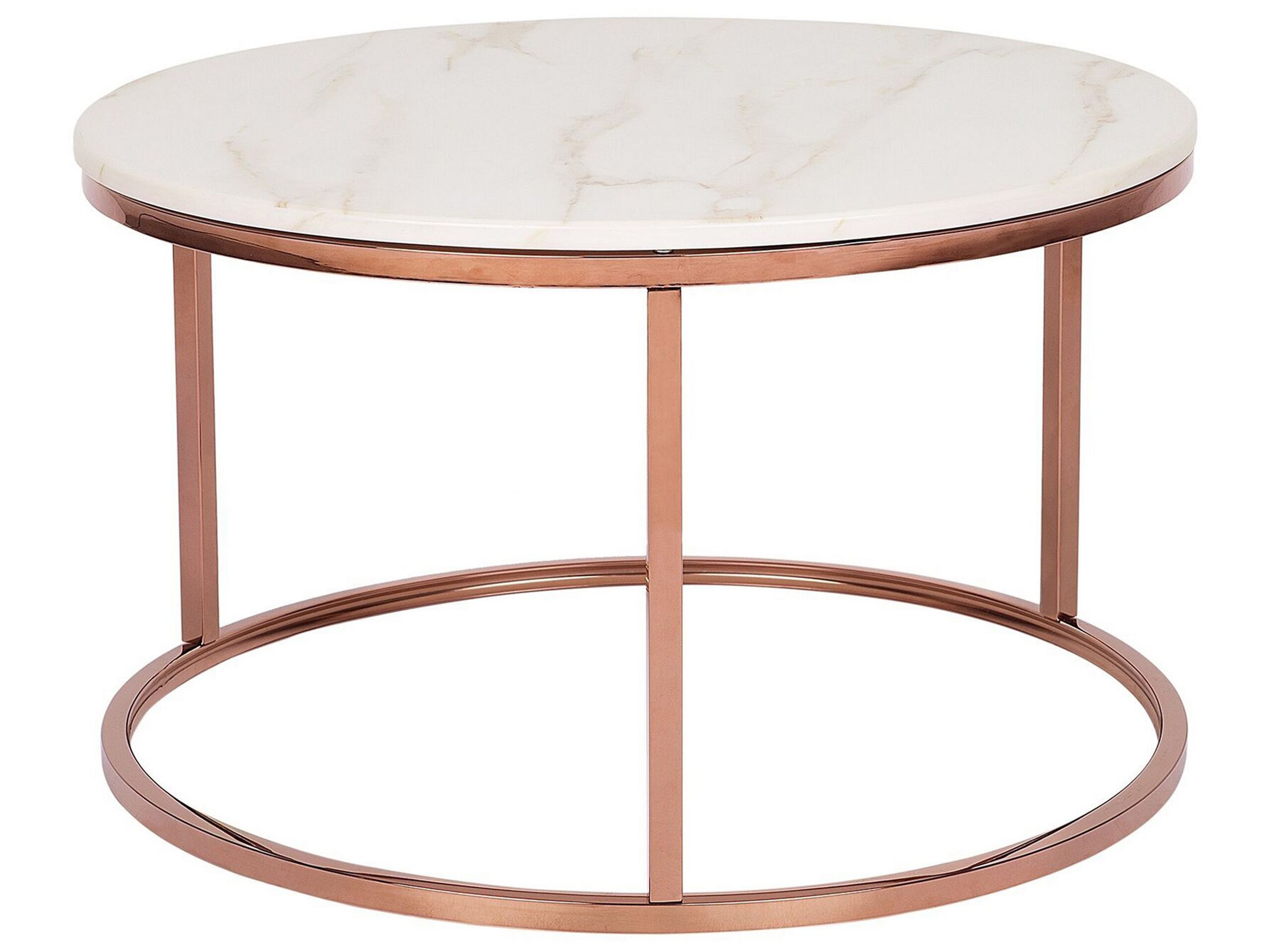 Marble Effect Coffee Table Beige with Copper CORAL