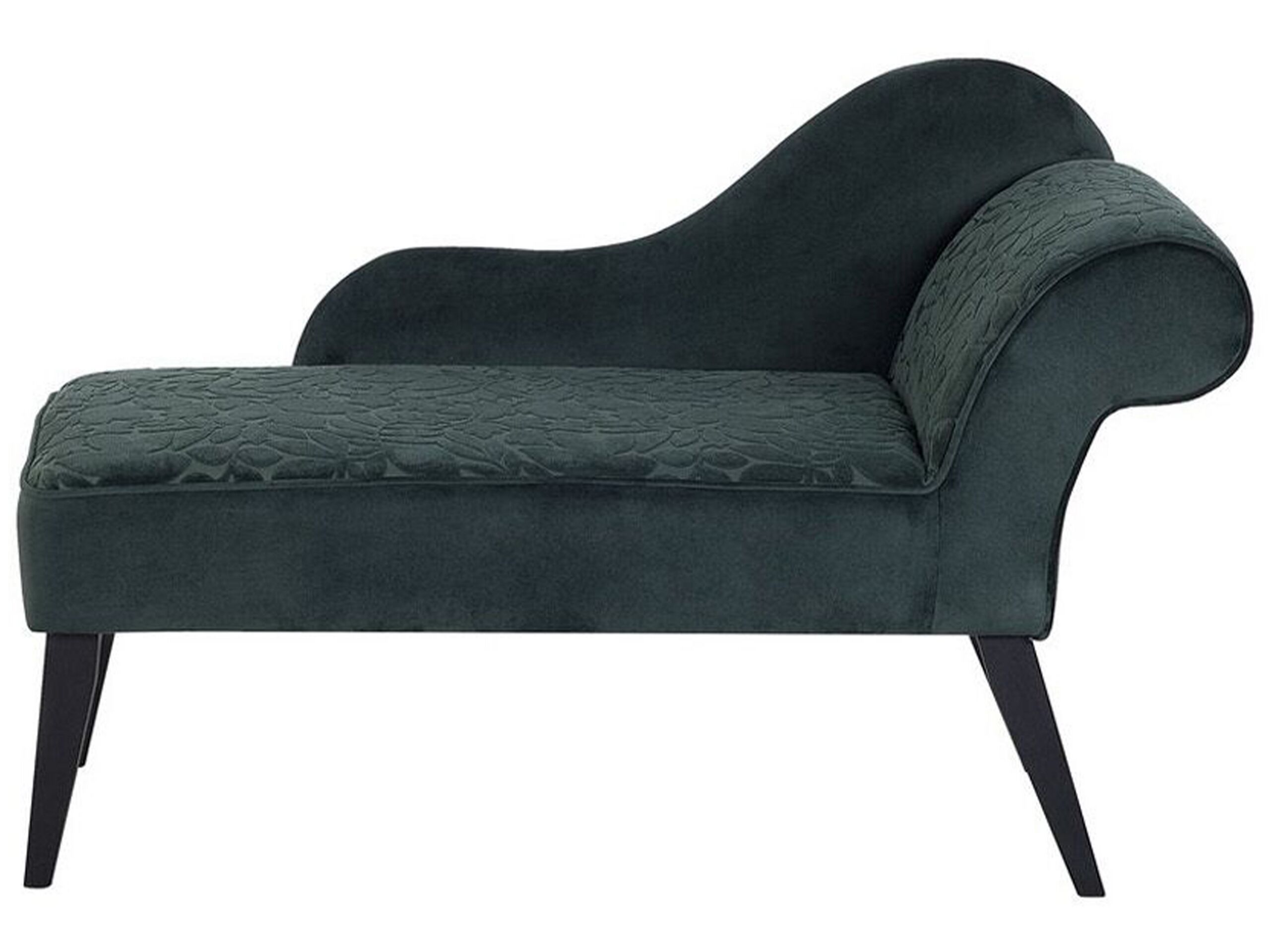 Right Hand Velvet Chaise Lounge Green BIARRITZ