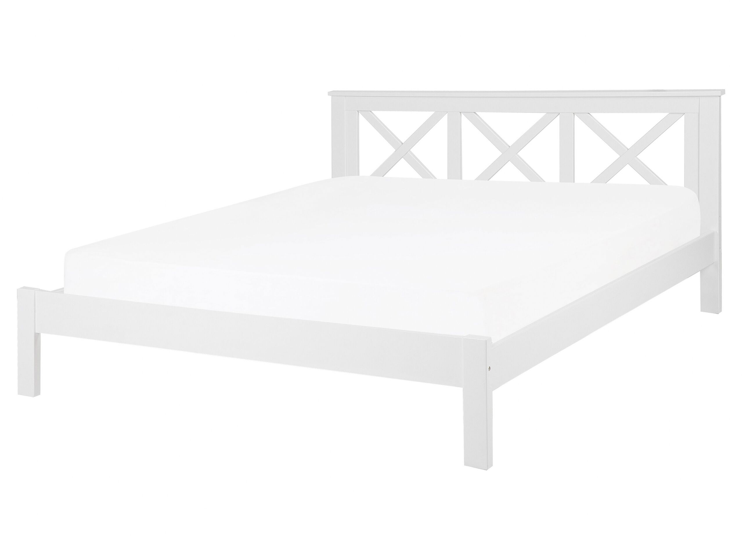 Wooden EU King Size Bed White TANNAY