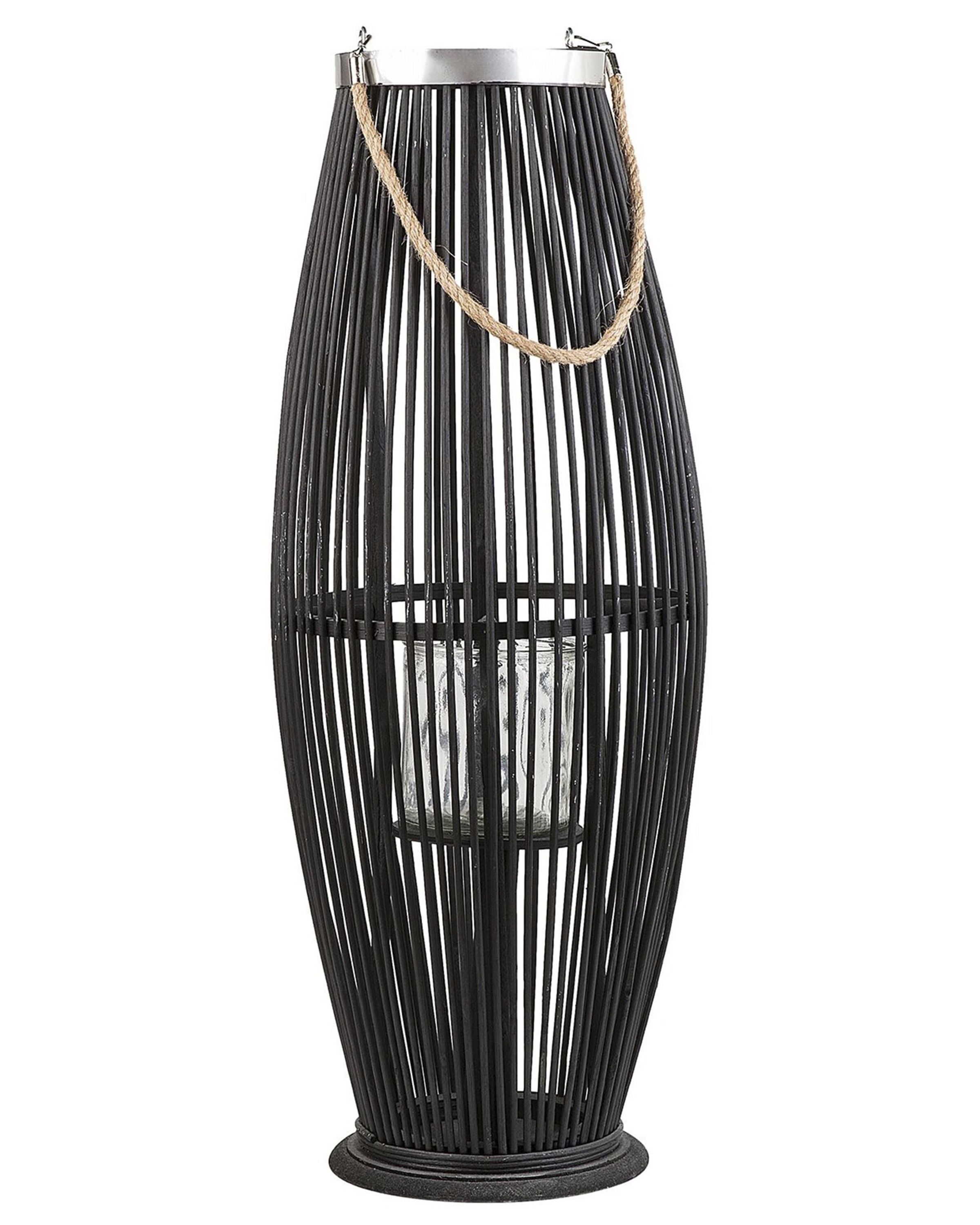 Wooden Candle Lantern 72 cm Black TAHITI
