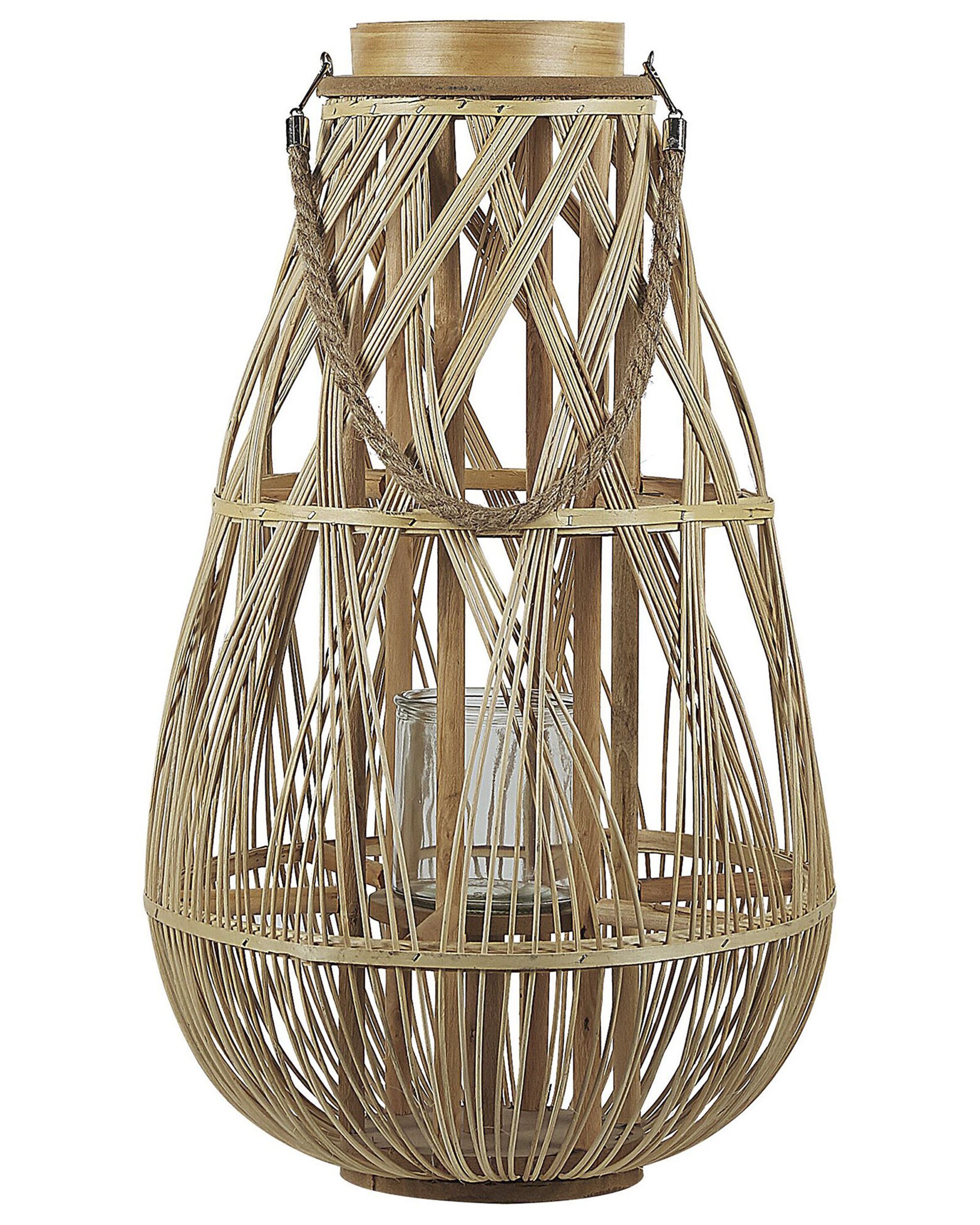 Wooden Candle Lantern 56 cm Natural TONGA
