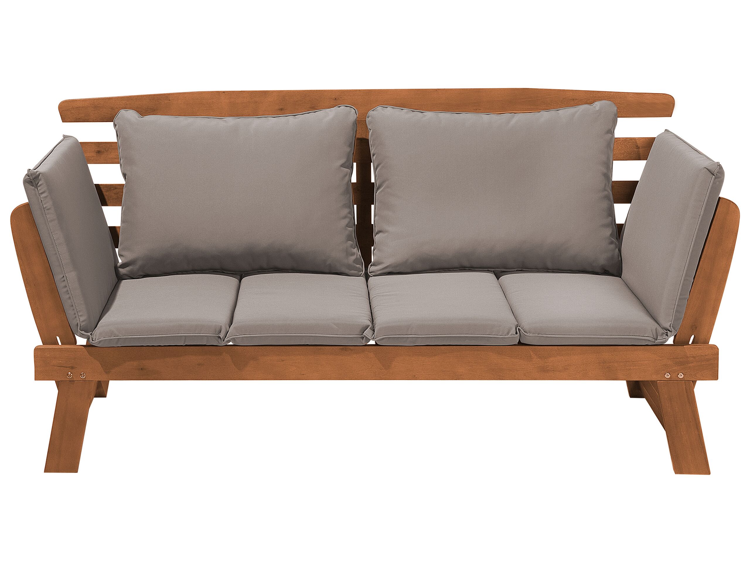 Eucalyptus Wood Garden Bench 210 cm with Grey Cushions PORTICI