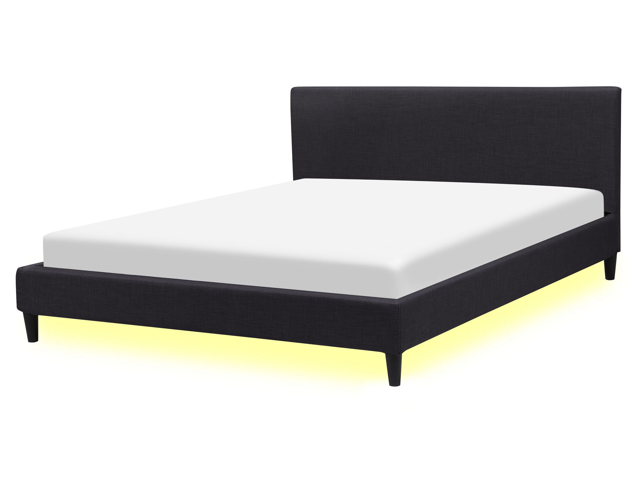 Fabric EU King Size Bed LED Black FITOU