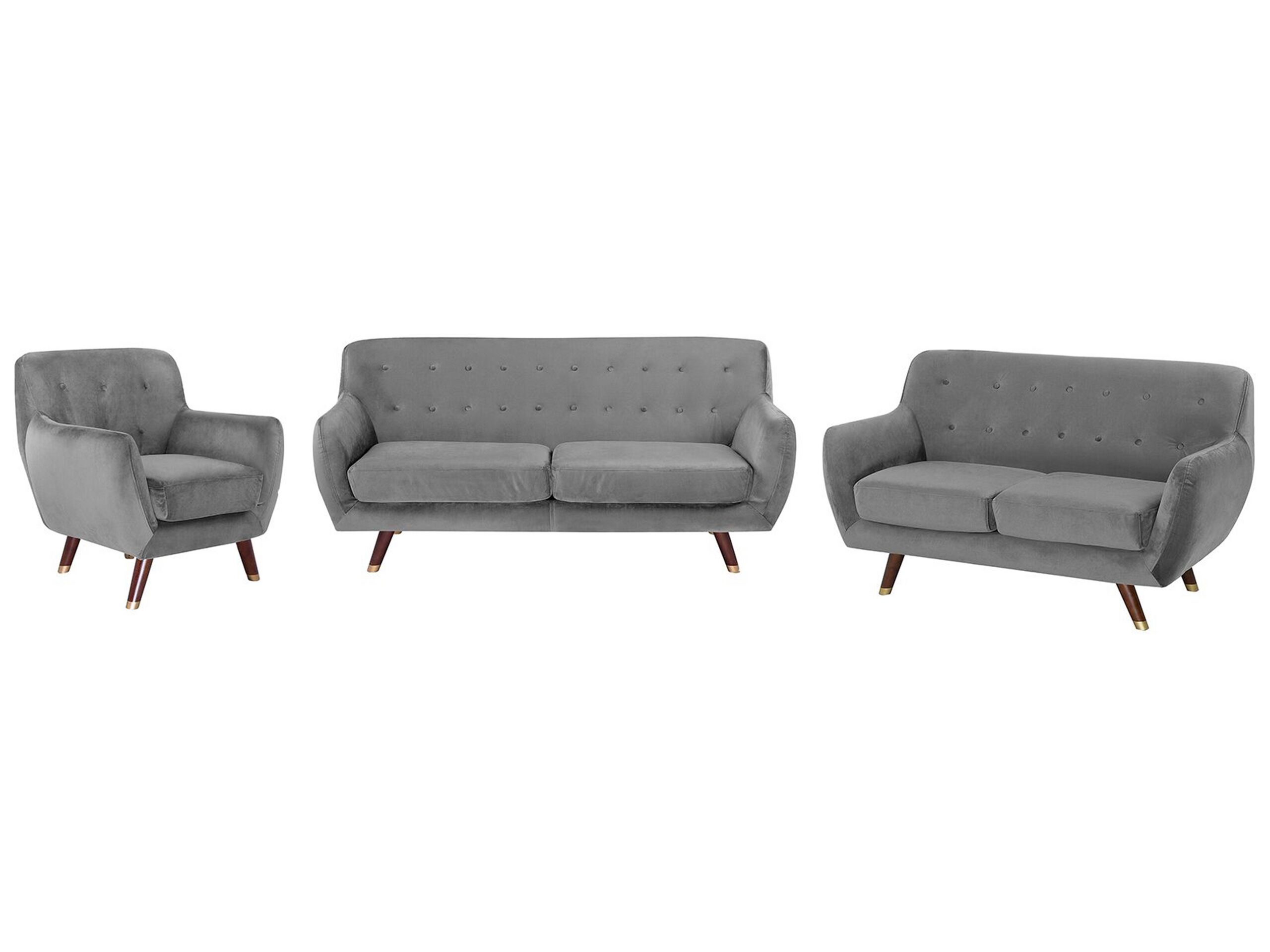 Velvet Living Room Set Grey BODO