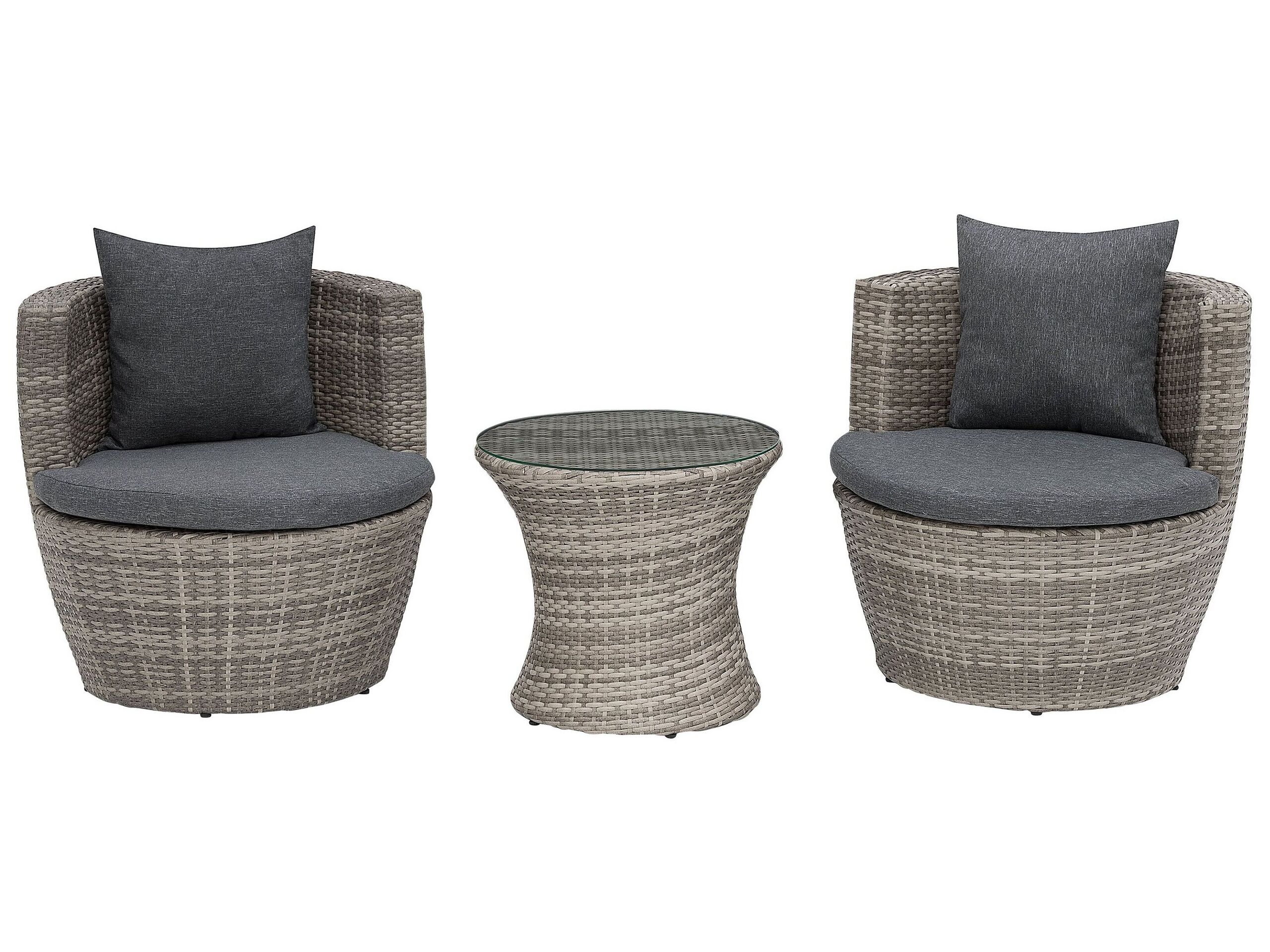 PE Rattan Garden Bistro Set Grey CAPRI