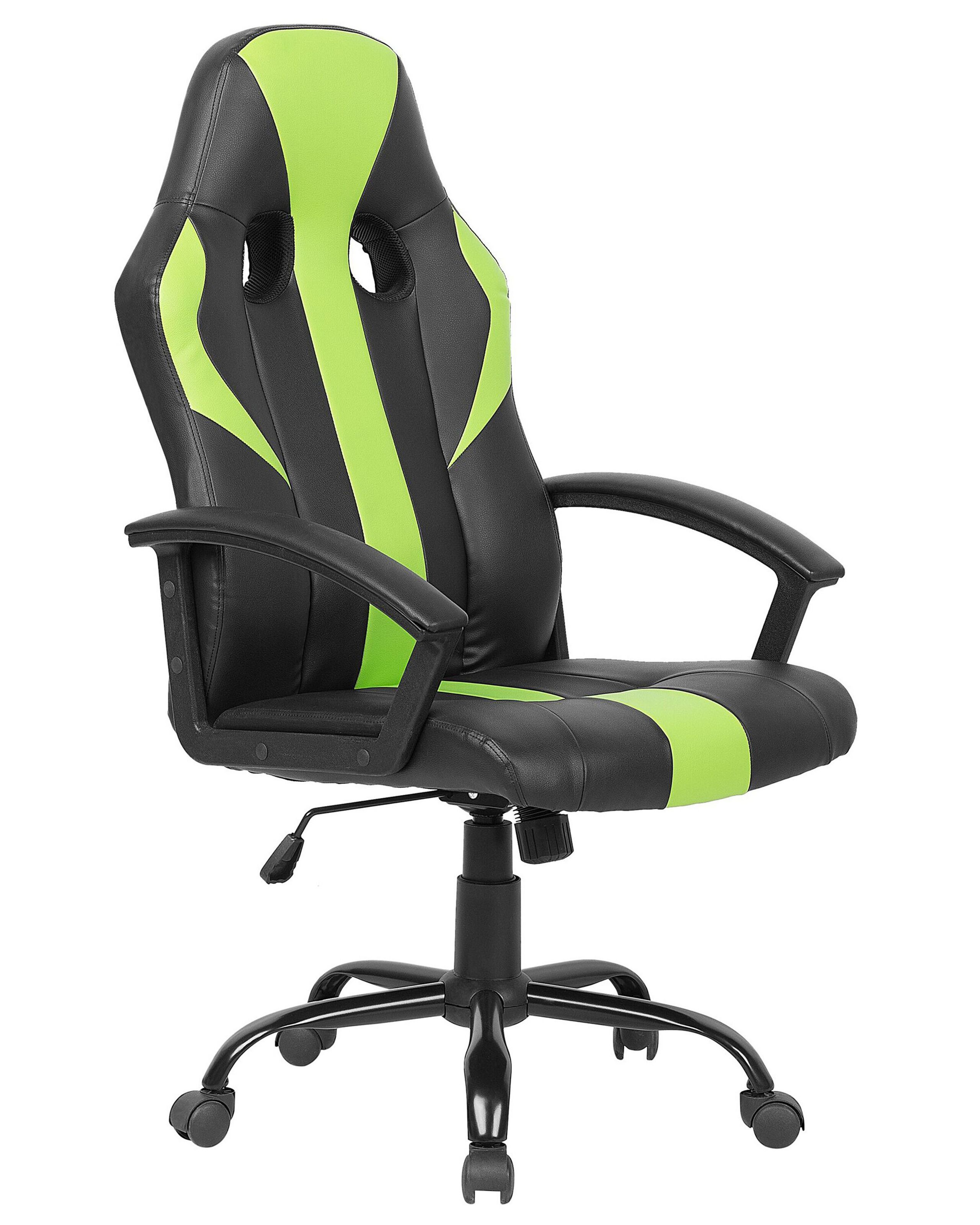 Swivel Faux Leather Office Chair Green SUCCESS