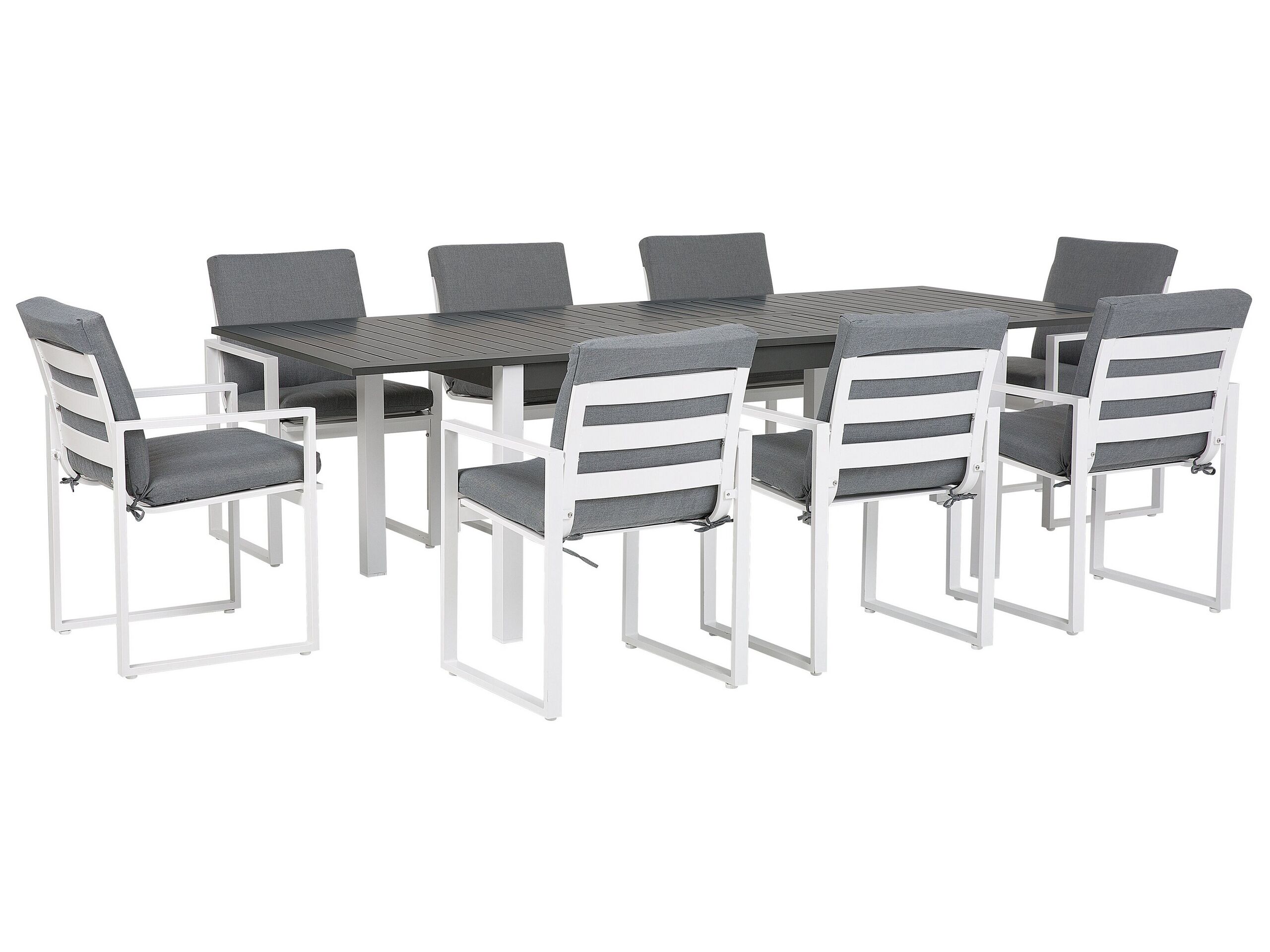 8 Seater Metal Garden Dining Set Grey PANCOLE