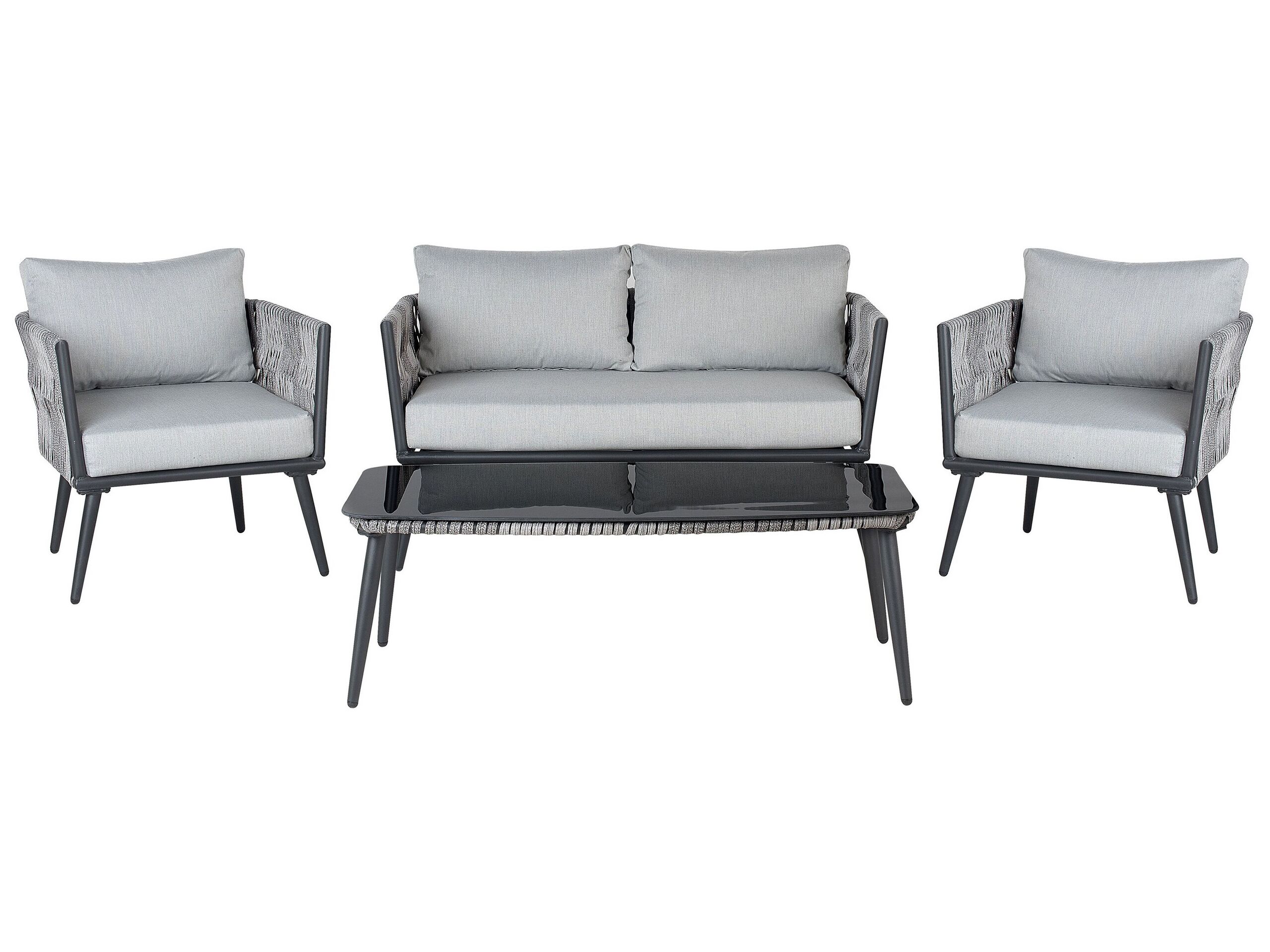 4 Seater PE Rattan Garden Sofa Set Grey PREVEZA
