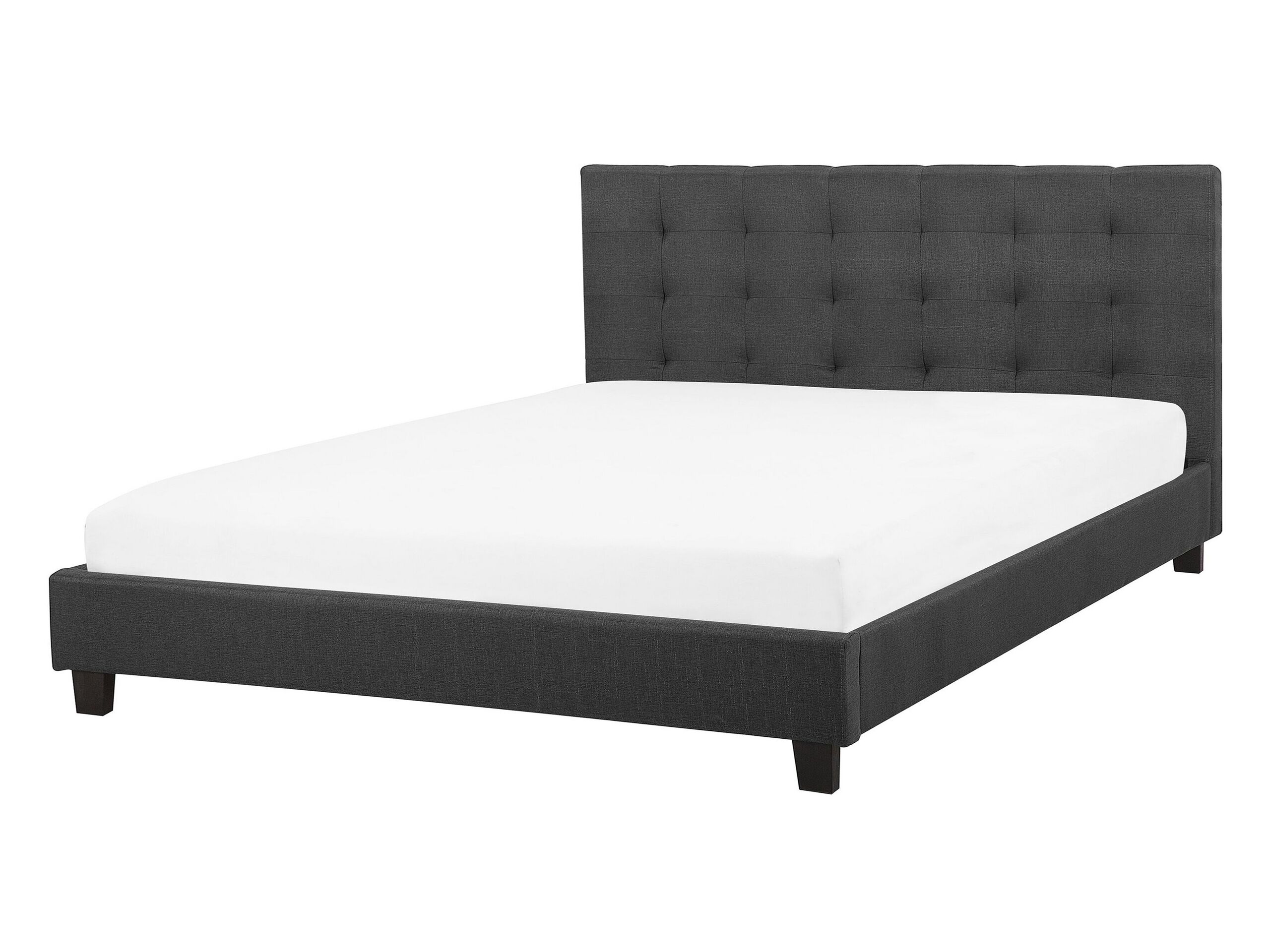 Fabric EU Double Size Bed Dark Grey LA ROCHELLE
