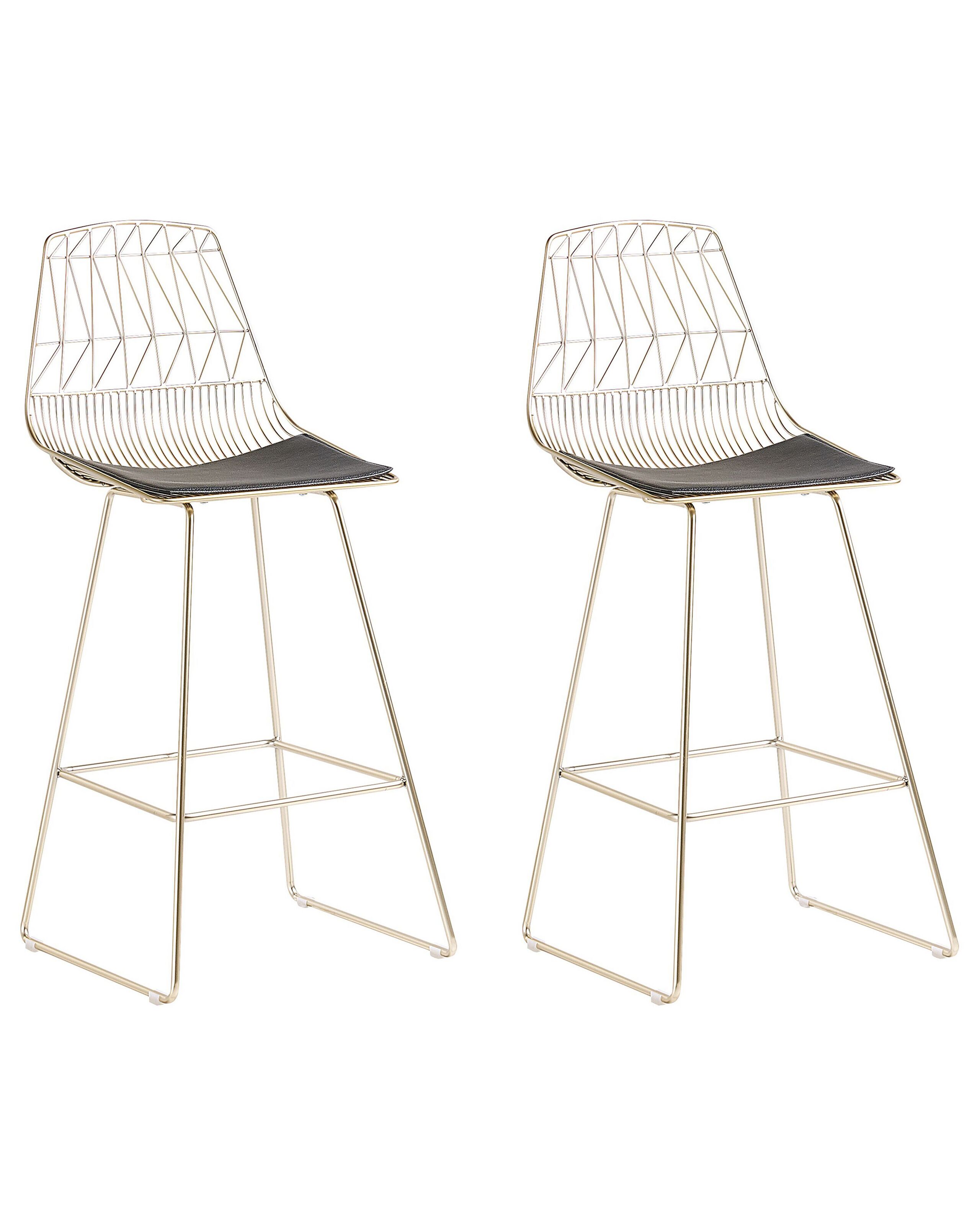 Set of 2 Metal Bar Chairs Gold PRESTON