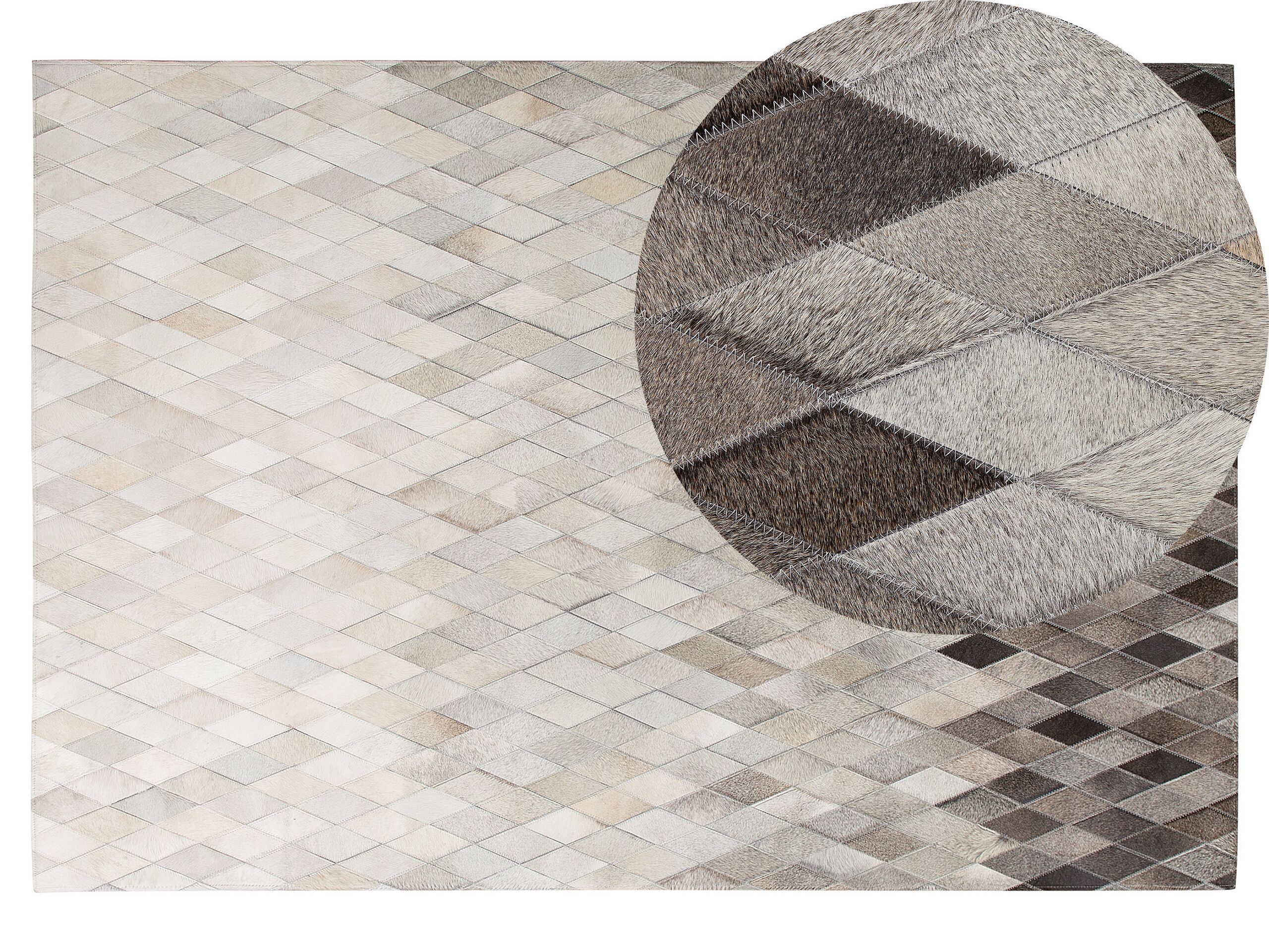 Cowhide Area Rug 140x200cm White and Grey