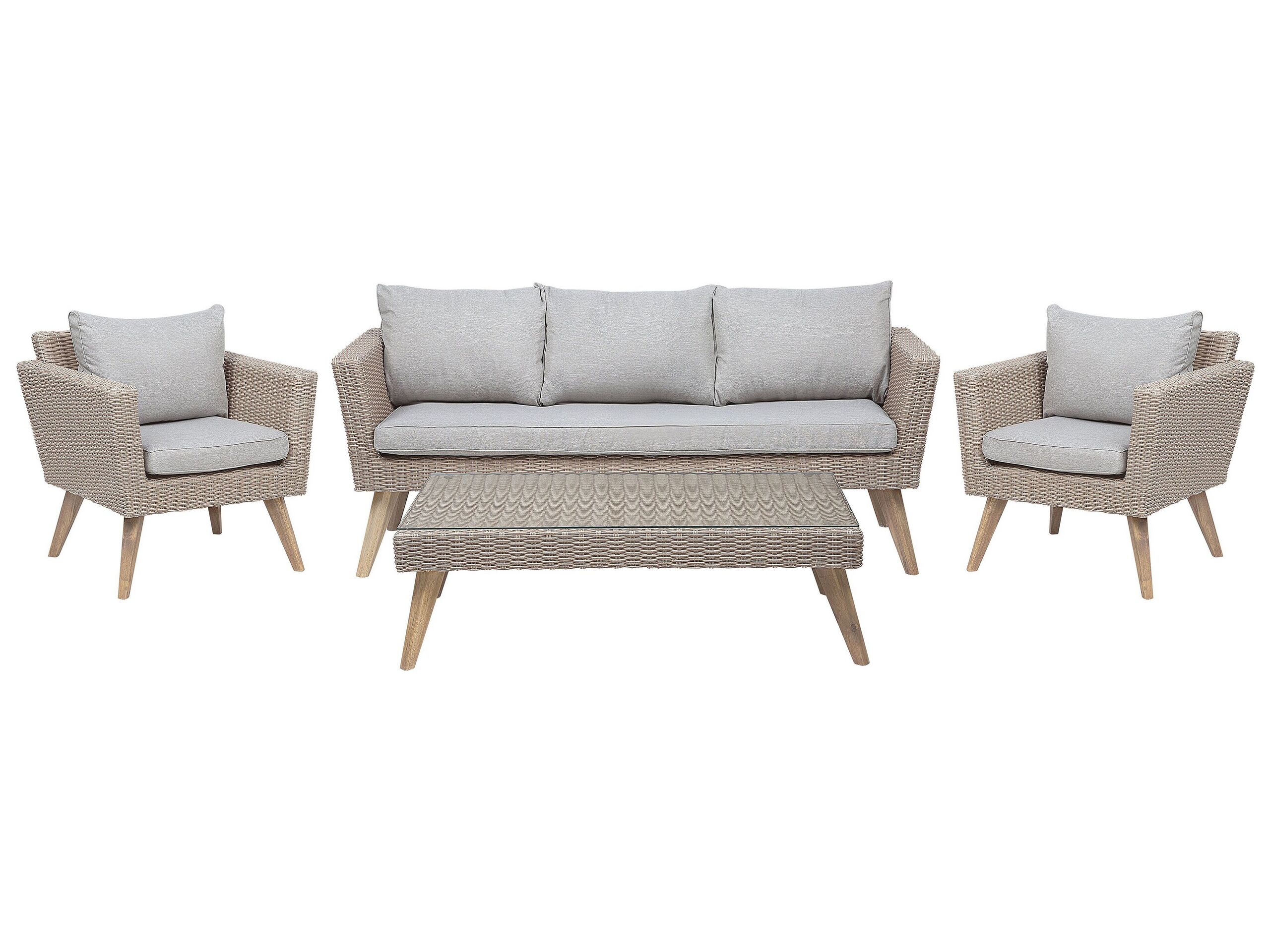 5 Seater PE Rattan Garden Sofa Set Grey VITTORIA XL