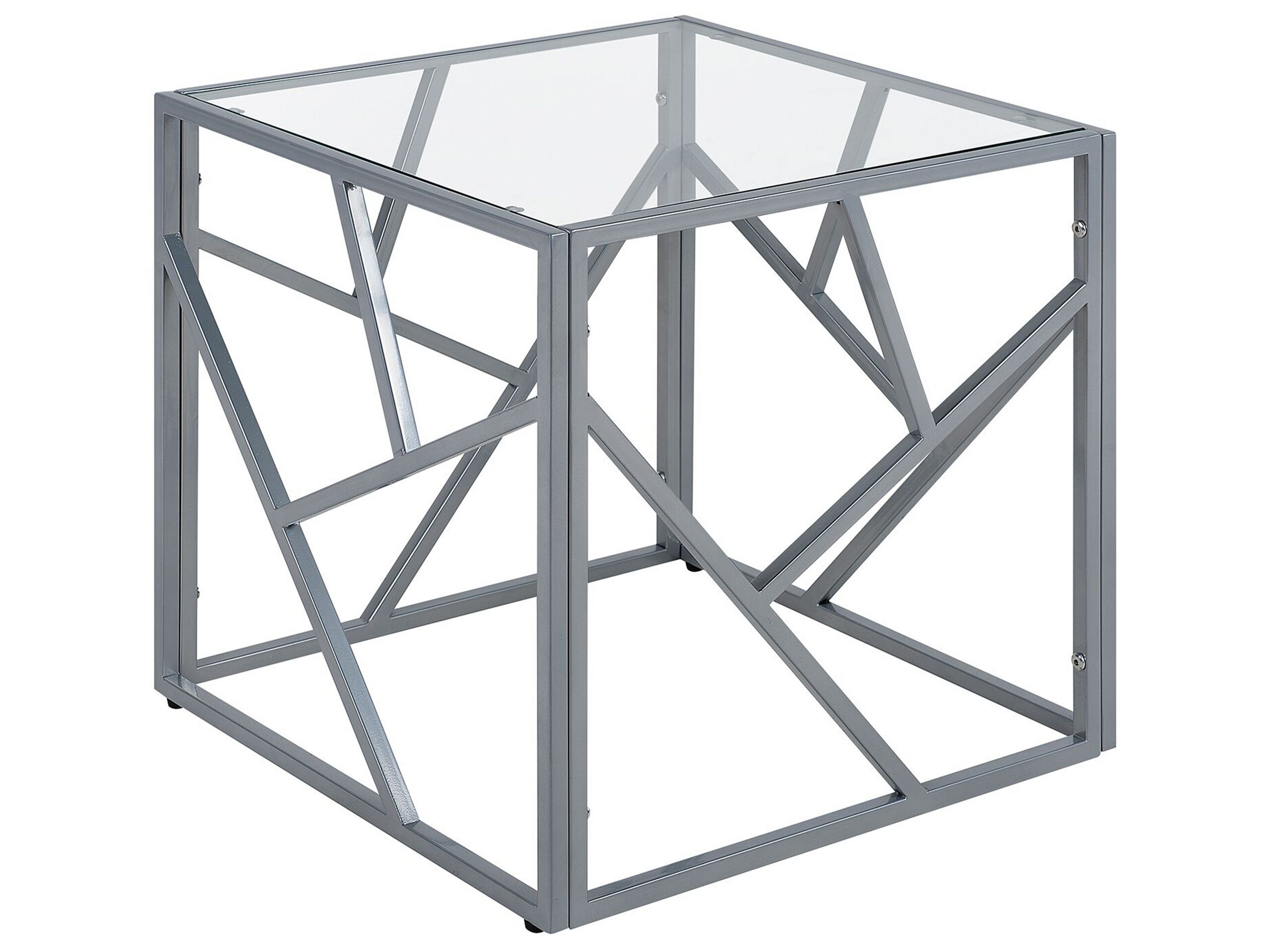 Glass Top Side Table Silver ORLAND