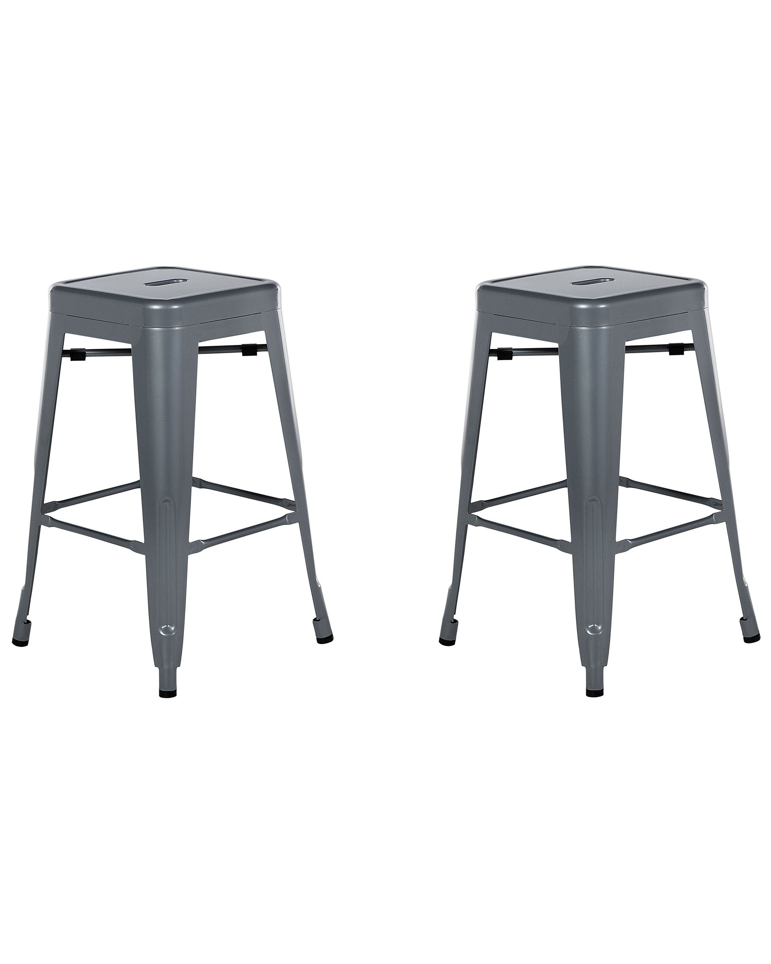 Set of 2 Steel Stools 60 cm Silver CABRILLO