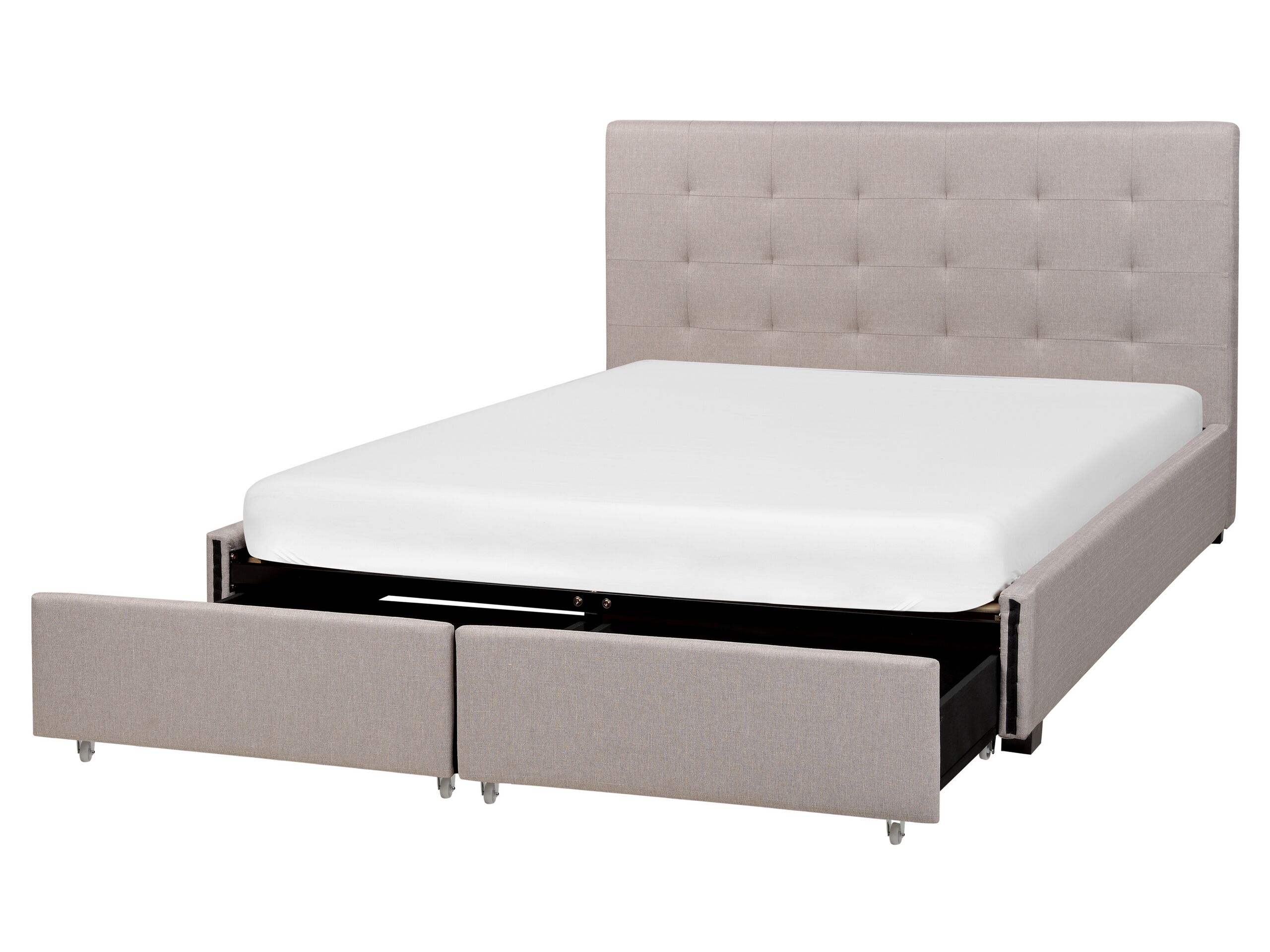 Fabric EU King Size Bed with Storage Light Grey LA ROCHELLE