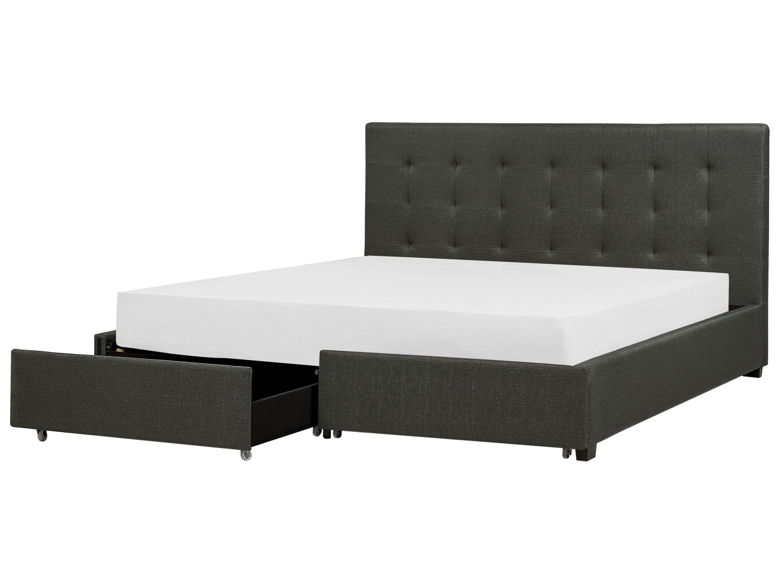 Fabric EU Super King Bed with Storage Dark Grey LA ROCHELLE