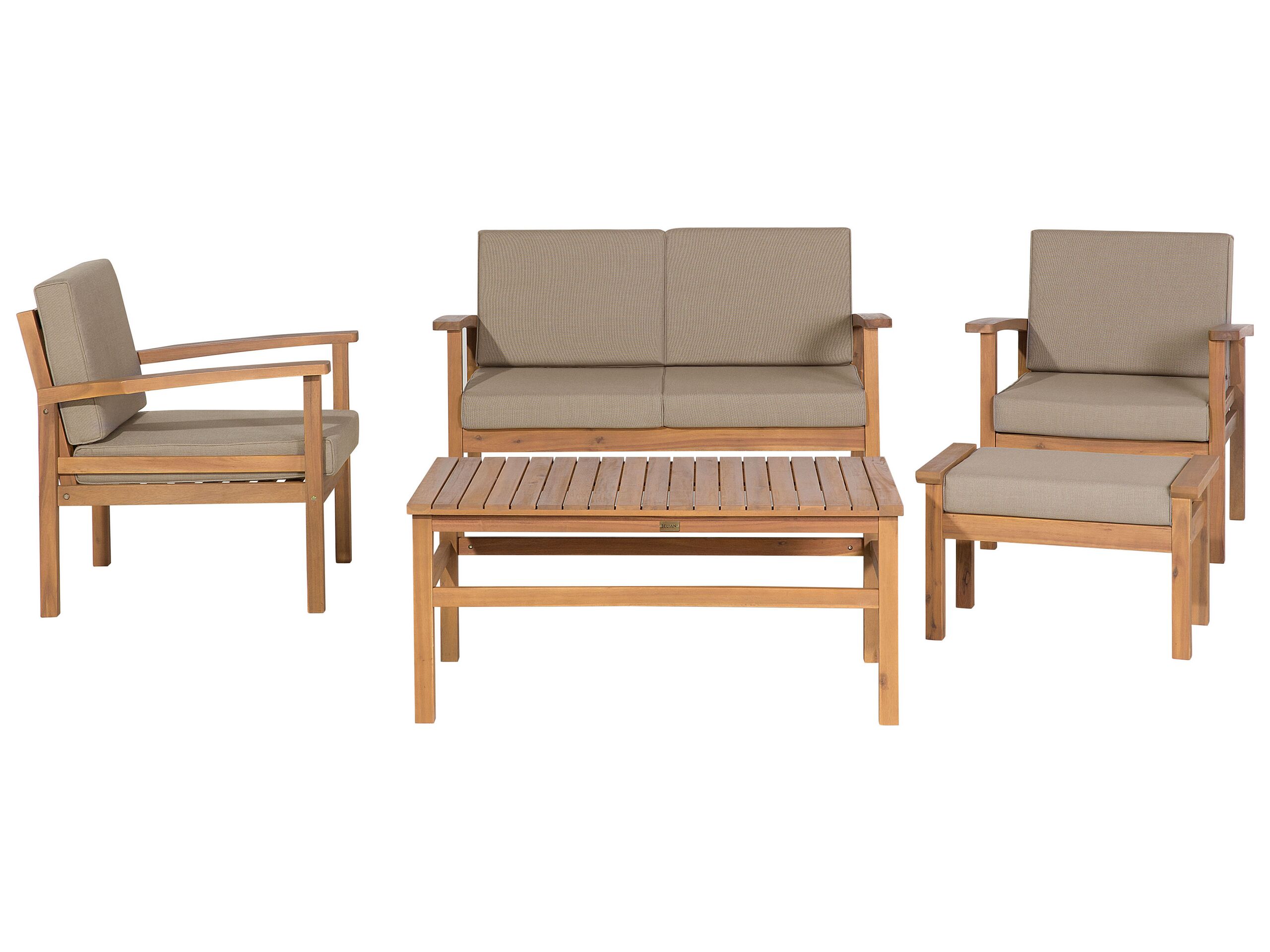 4 Seater Certified Acacia Wood Garden Lounge Set Light MANILA
