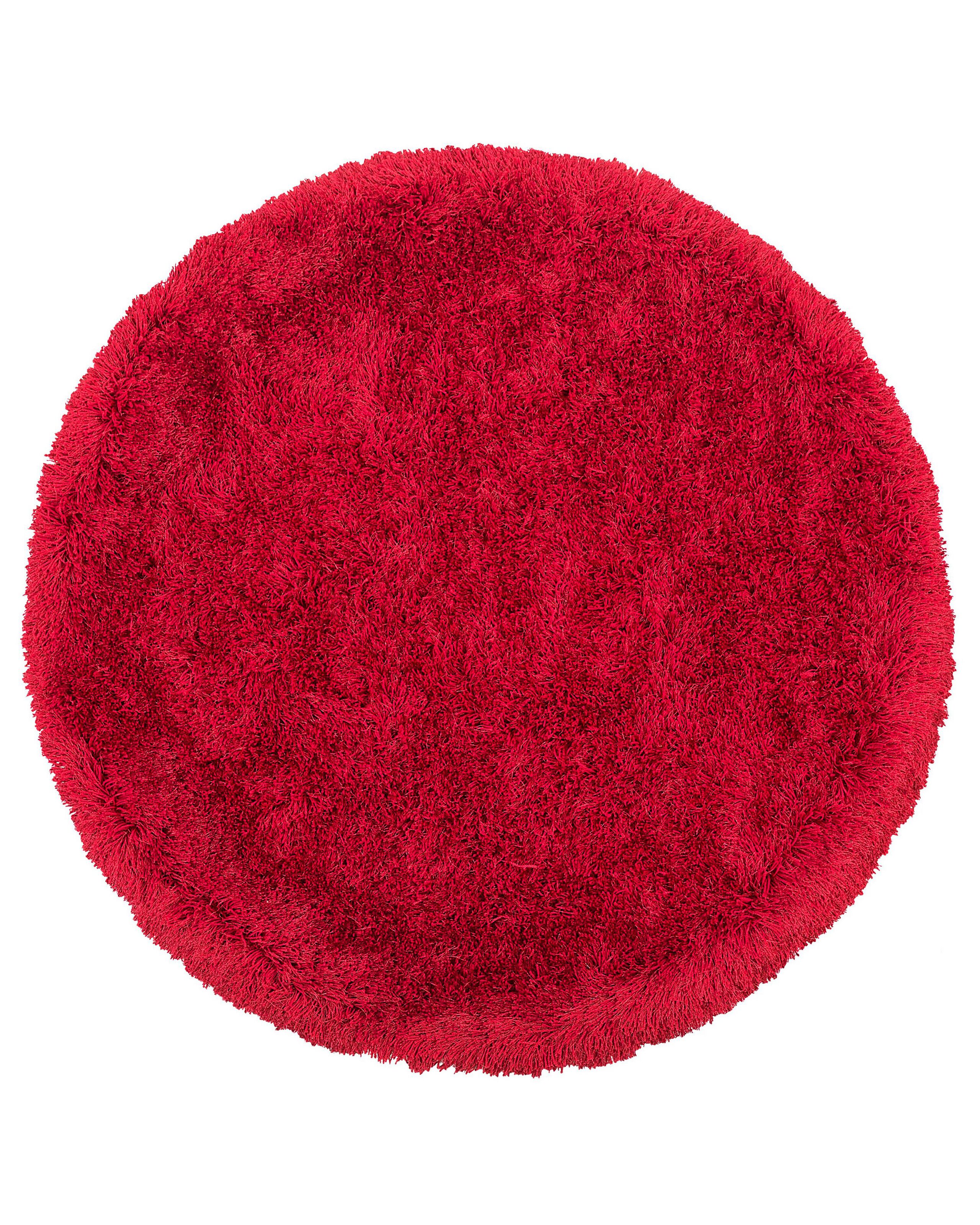Shaggy Round Area Rug 140cm Red