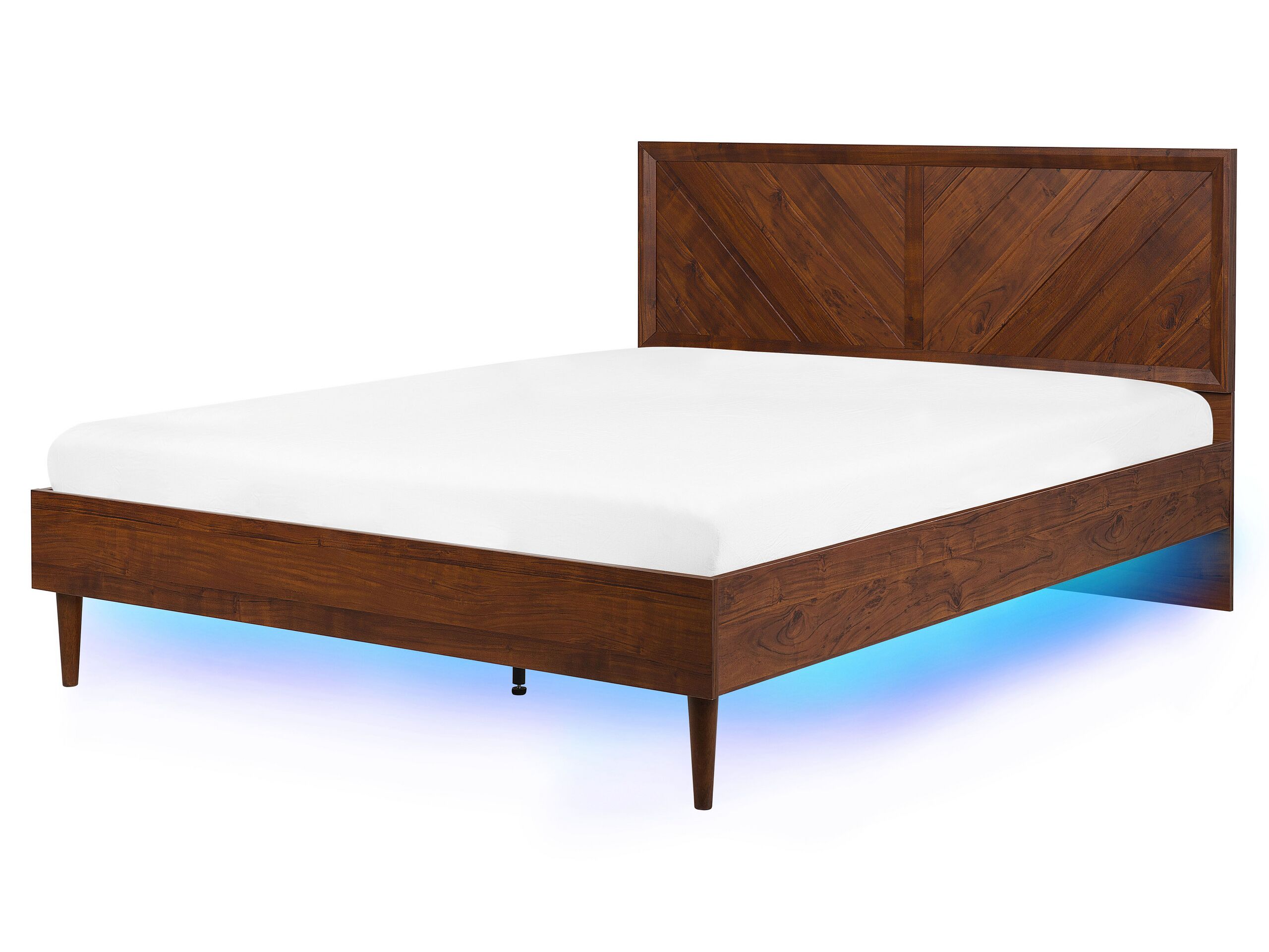 EU King Size Bed with LED Dark Wood MIALET