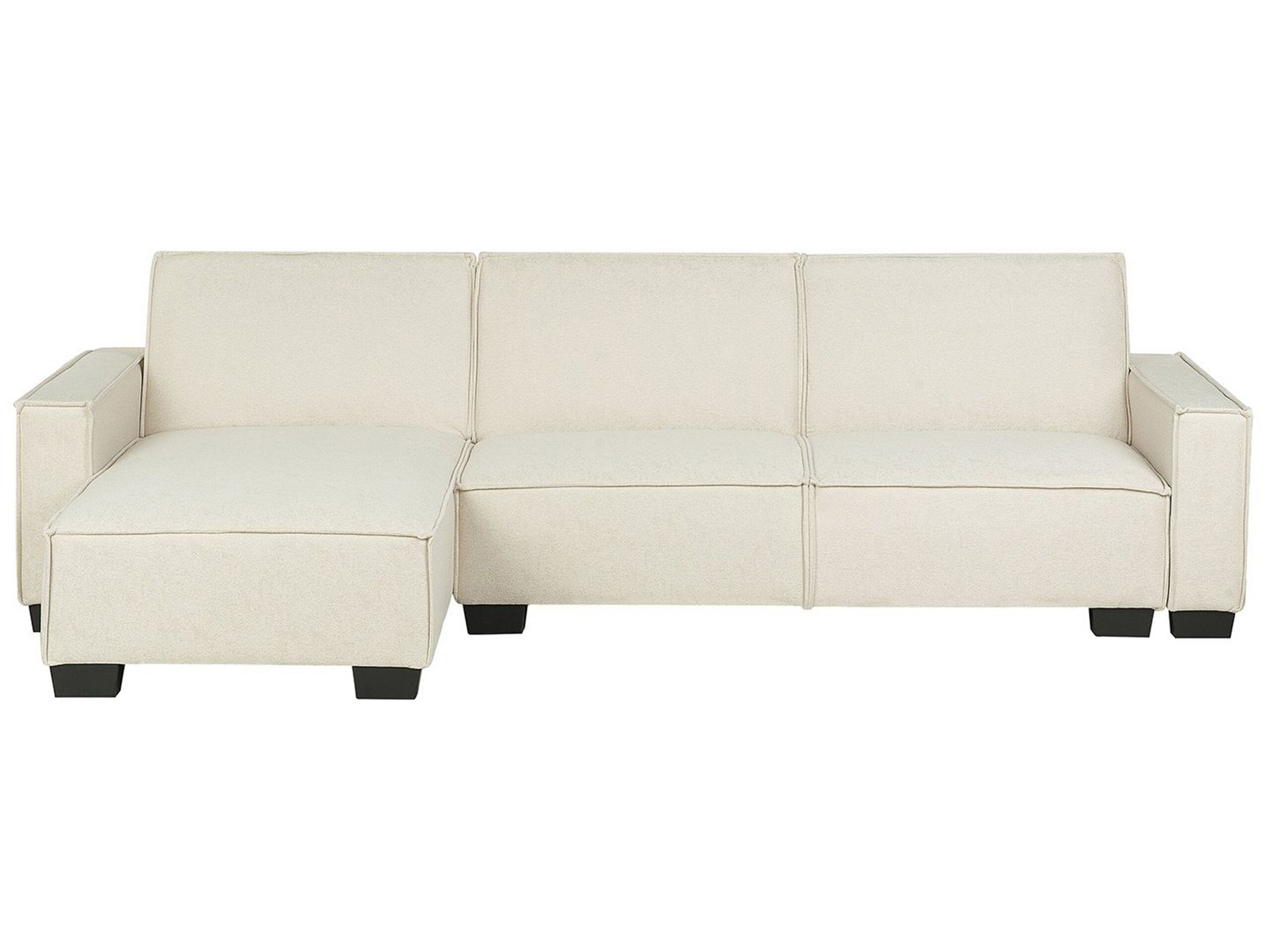 Right Hand Fabric Corner Sofa Bed Beige ROMEDAL