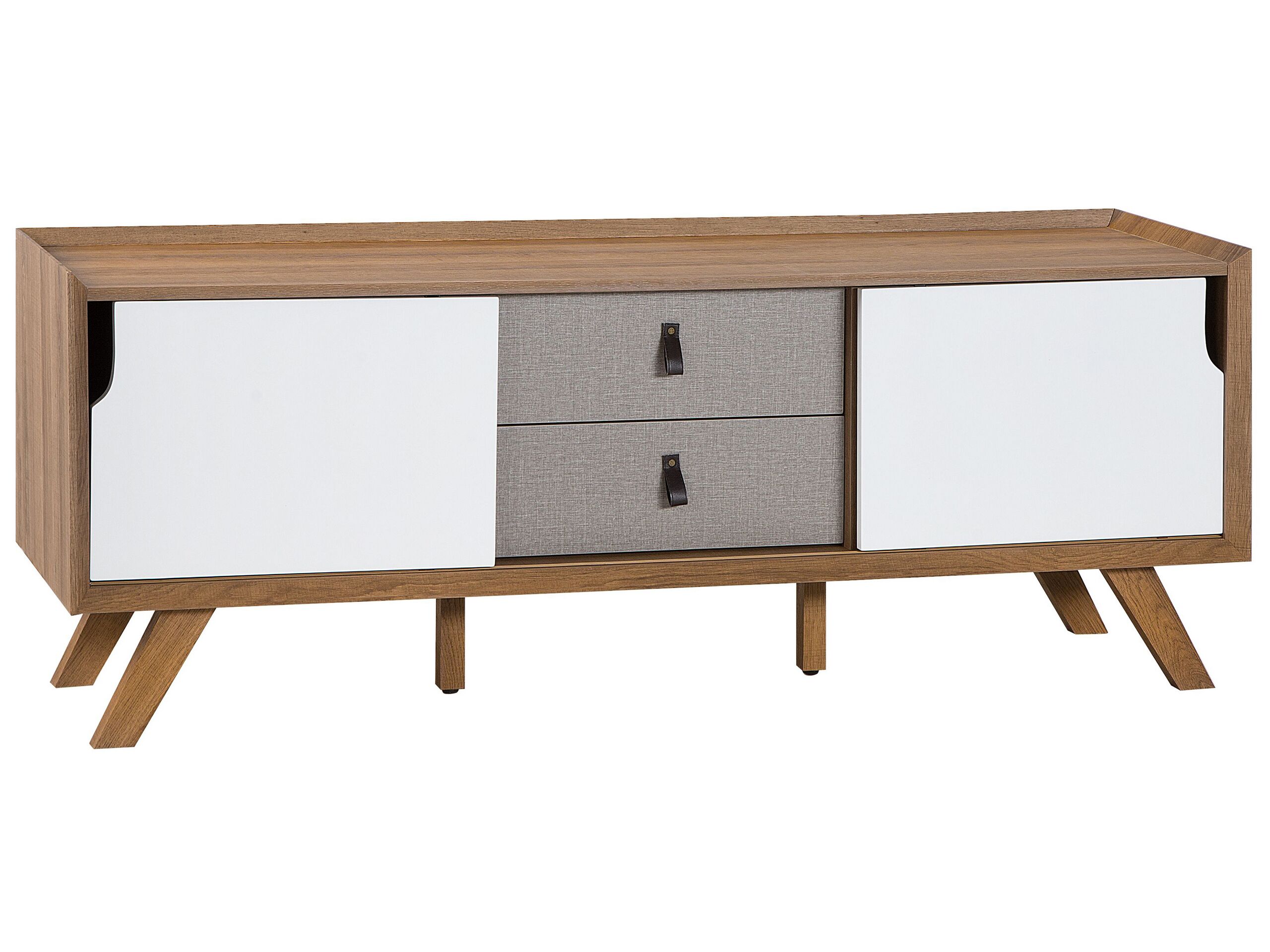TV Stand Light Wood with White ACTON
