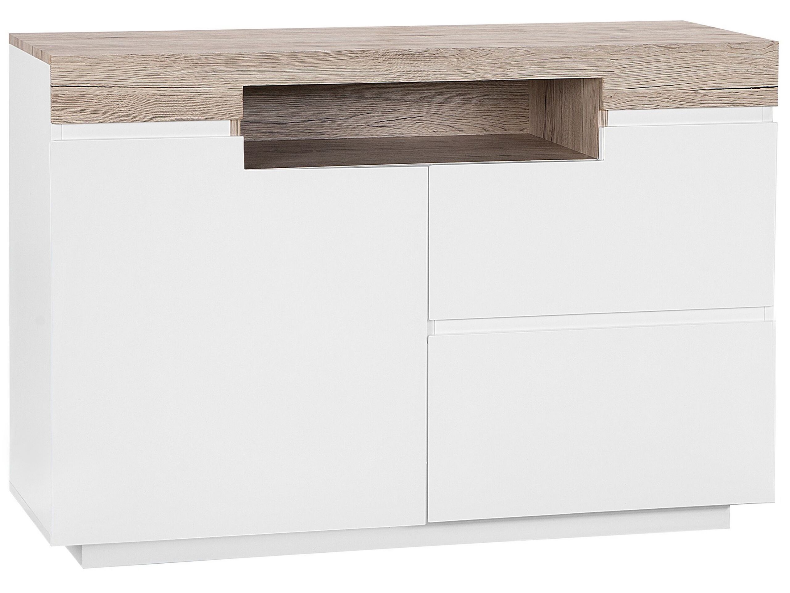 2 Drawer Sideboard White with Light Wood MARLIN