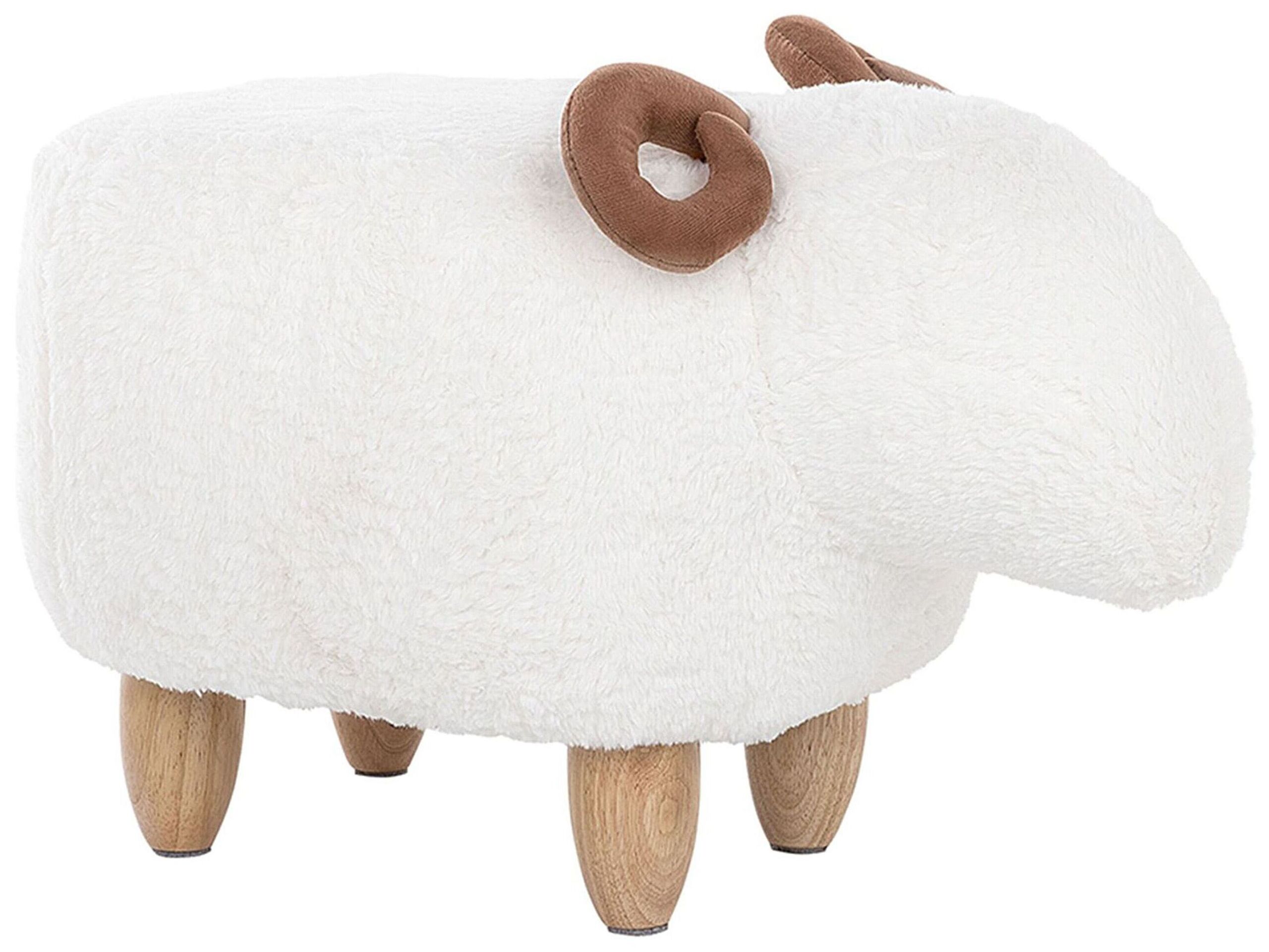 Fabric Animal Stool White LAMB