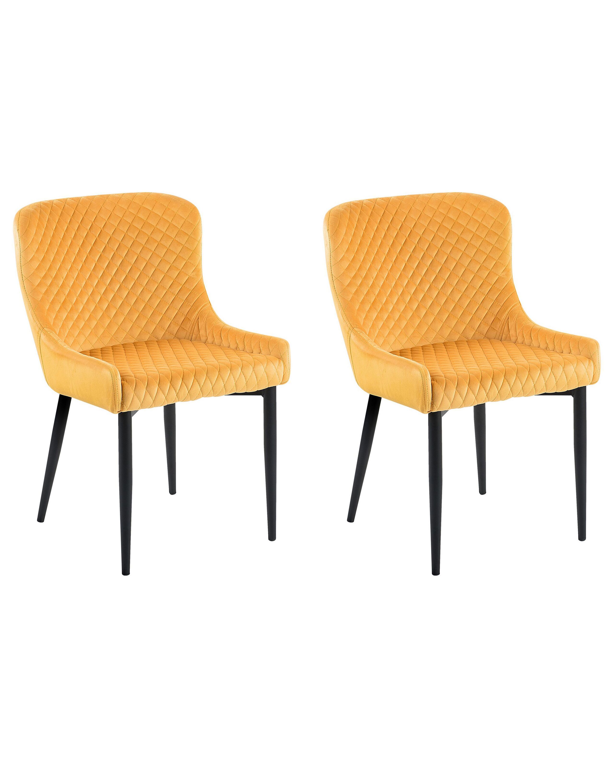 Set of 2 Velvet Dining Chairs Yellow SOLANO