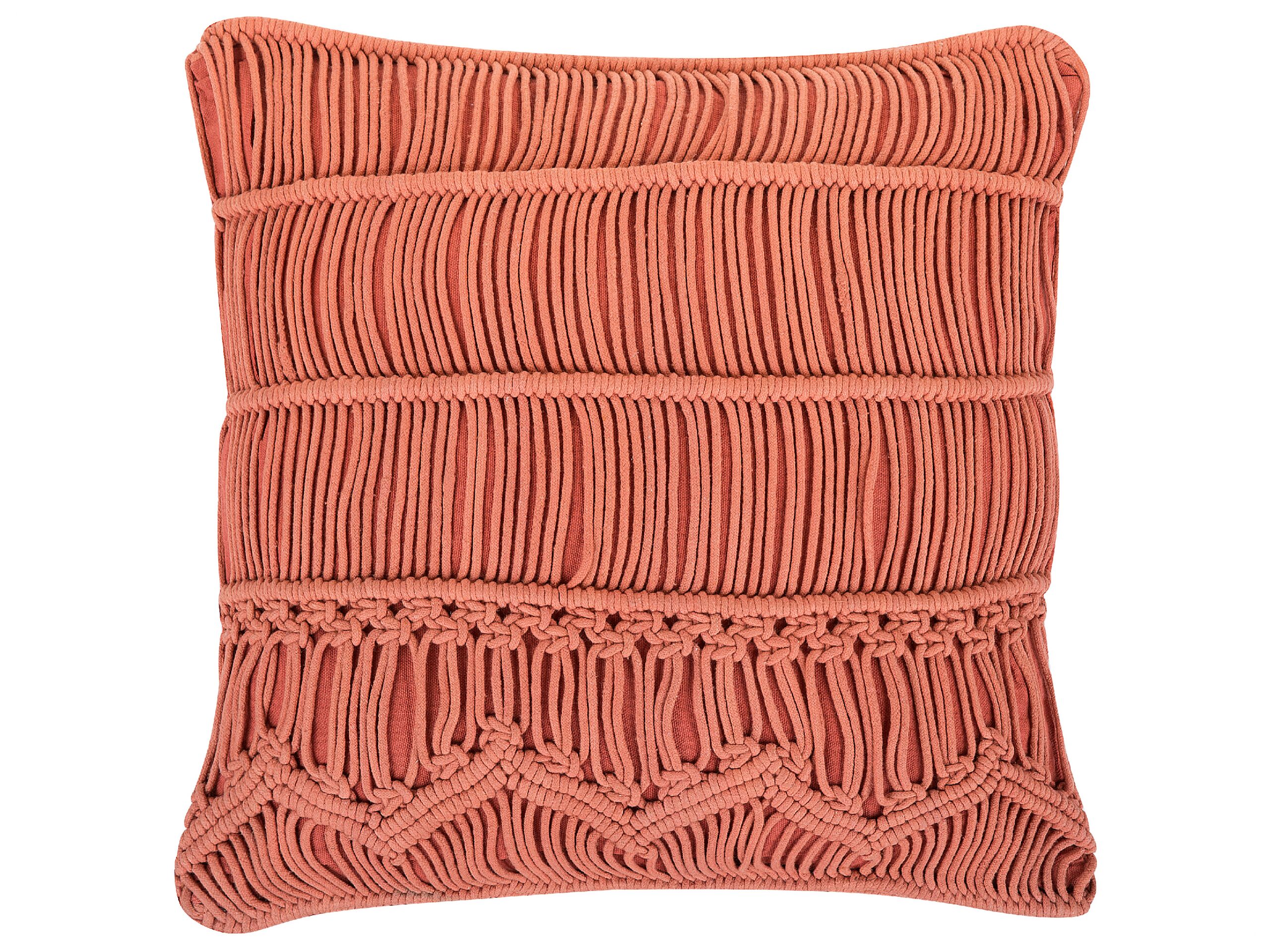 Cotton Macrame Cushion 45x45cm Orange