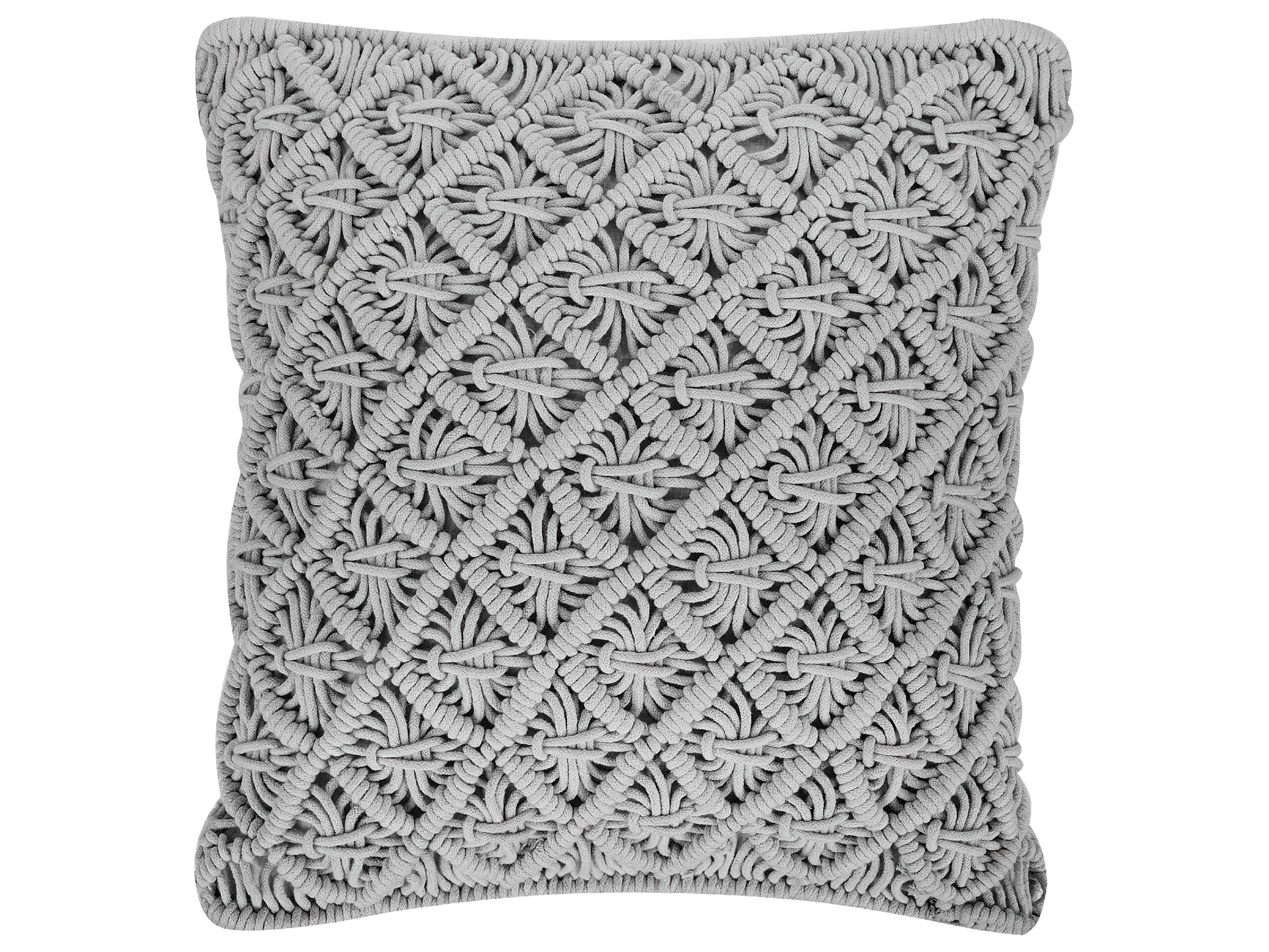 Cotton Macramé Cushion 45x40cm Grey