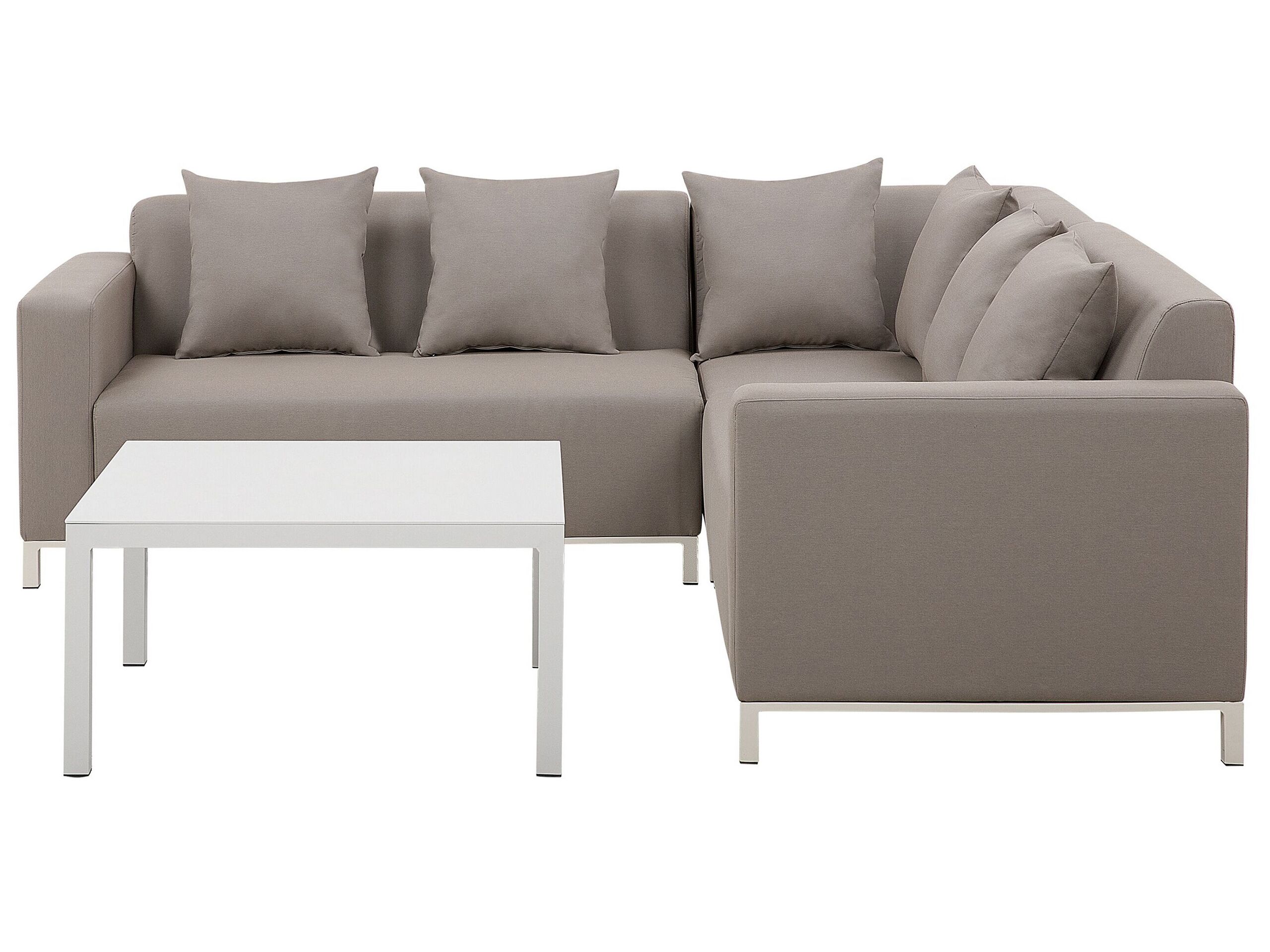 Left Hand 5 Seater Modular Garden Corner Sofa Set Beige BELIZE