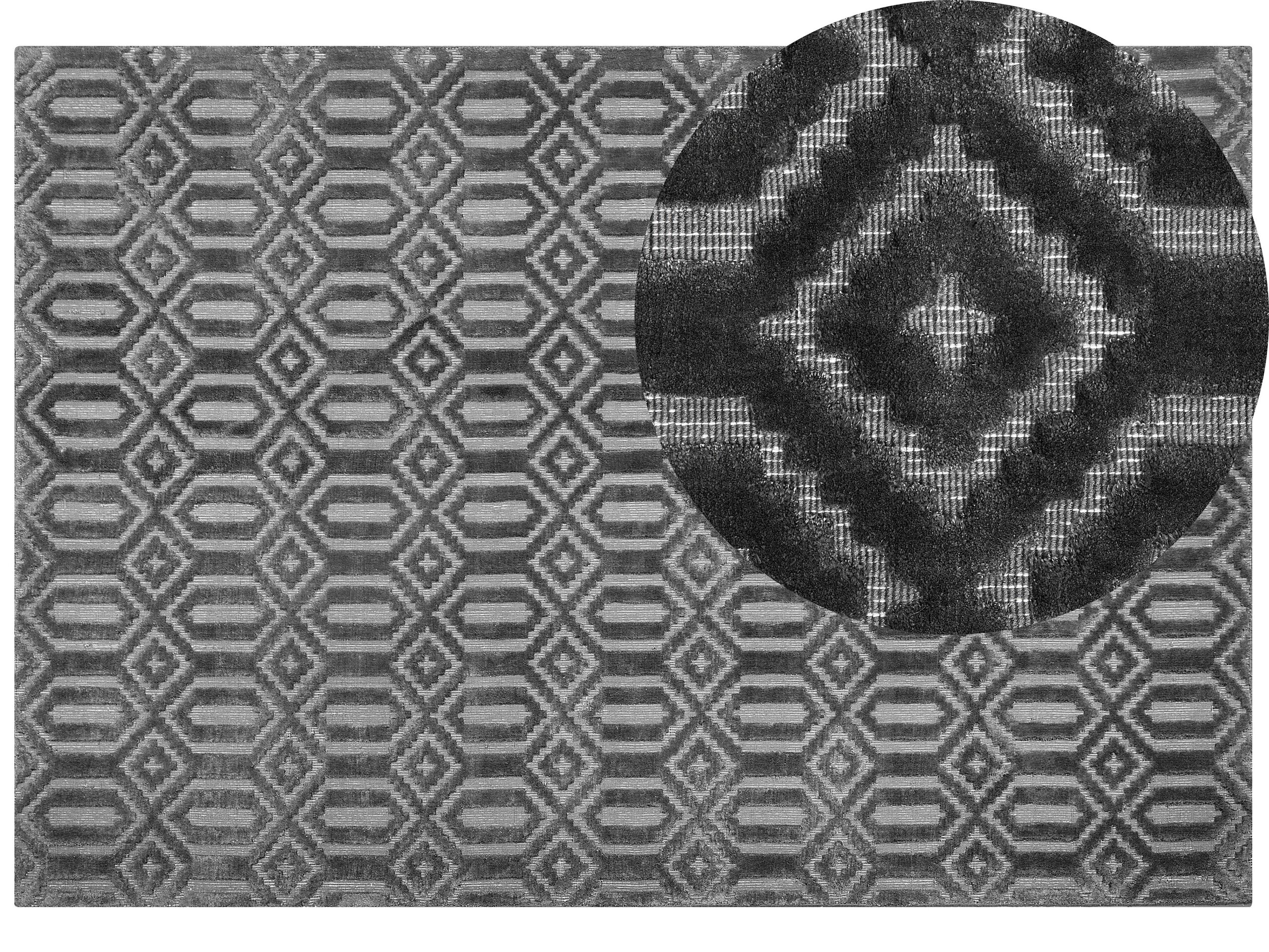 Viscose Rug 160x230cm Dark Grey