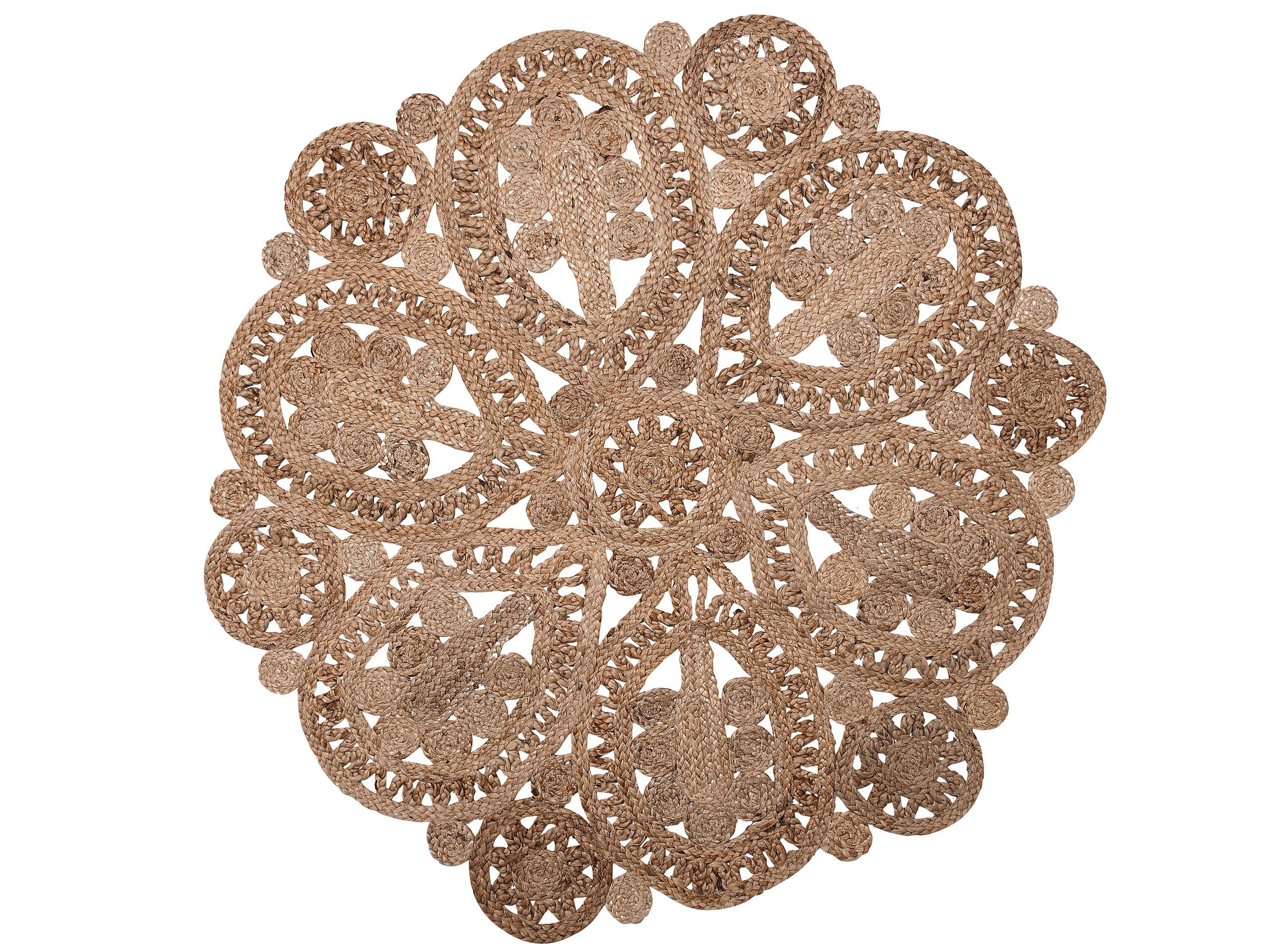 Round Jute Area Rug 120cm Beige
