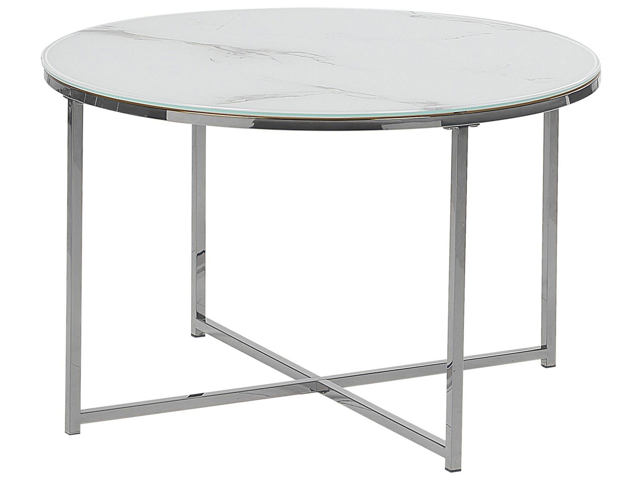 Marble Effect Coffee Table White with Silver QUINCY