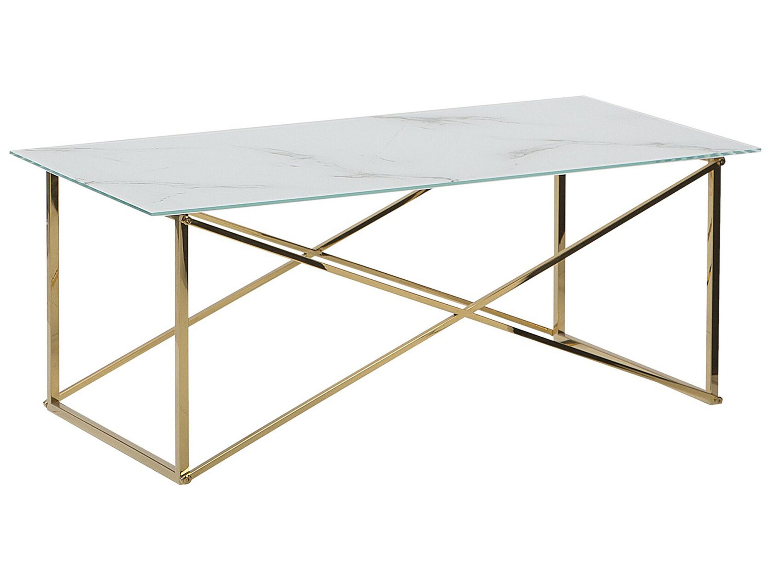 Marble Effect Coffee Table White with Gold EMPORIA