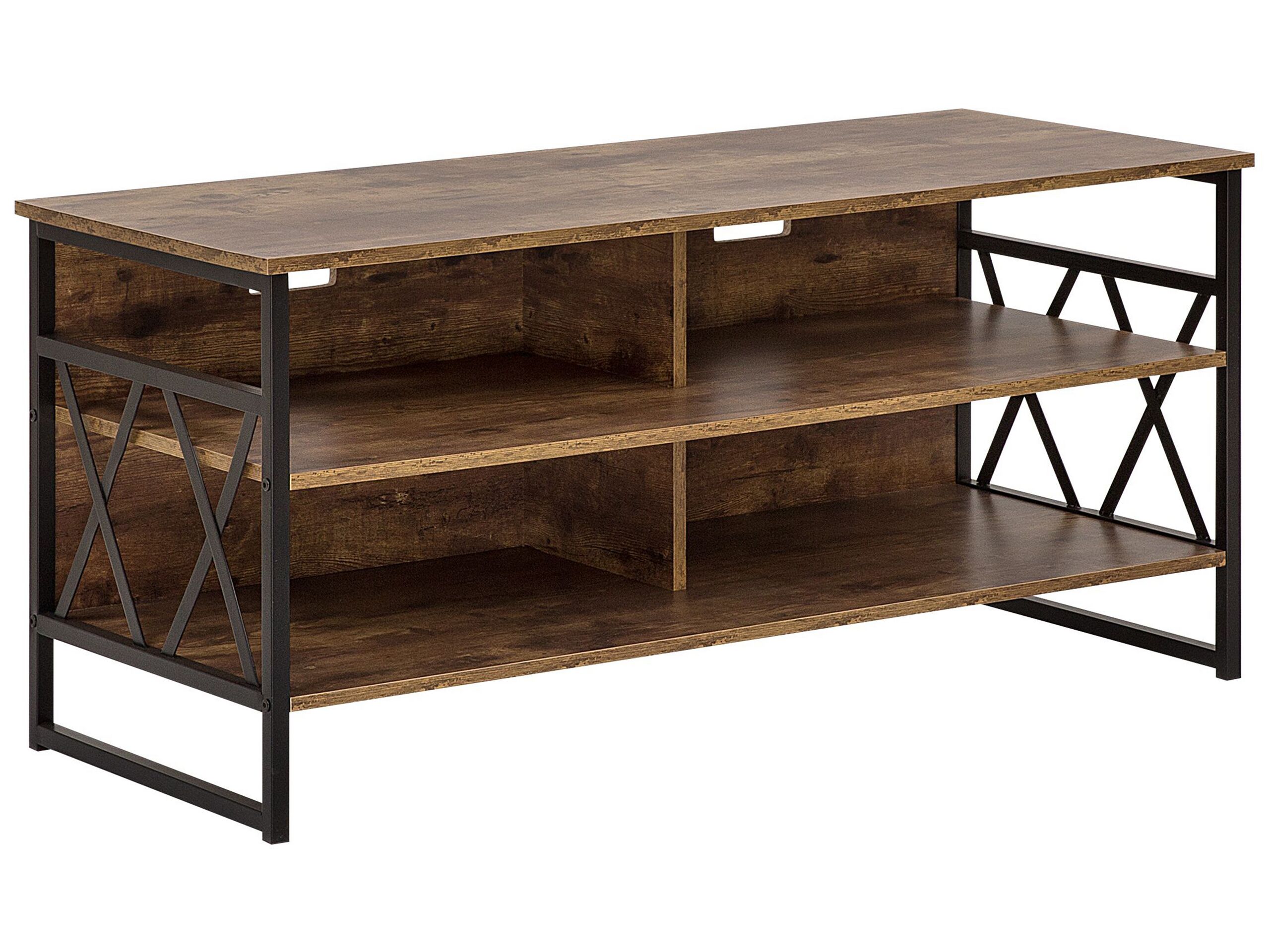 TV Stand Dark Wood with Black CARLISLE