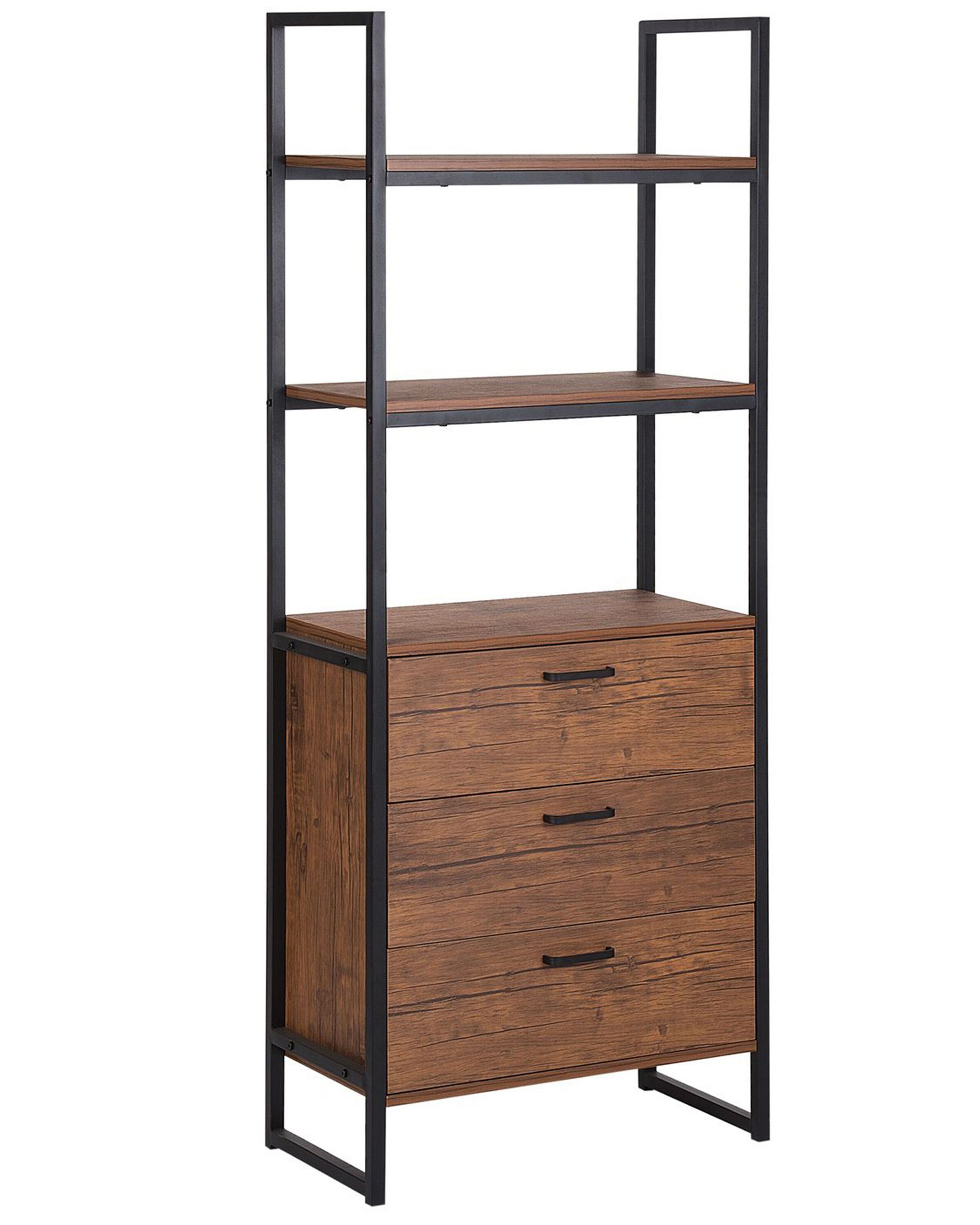 Bookcase Dark Wood and Black TIFTON