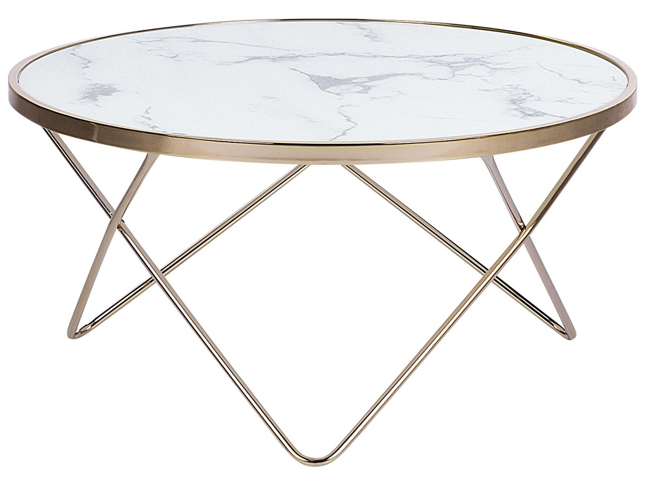 Marble Effect Coffee Table White with Gold MERIDIAN II