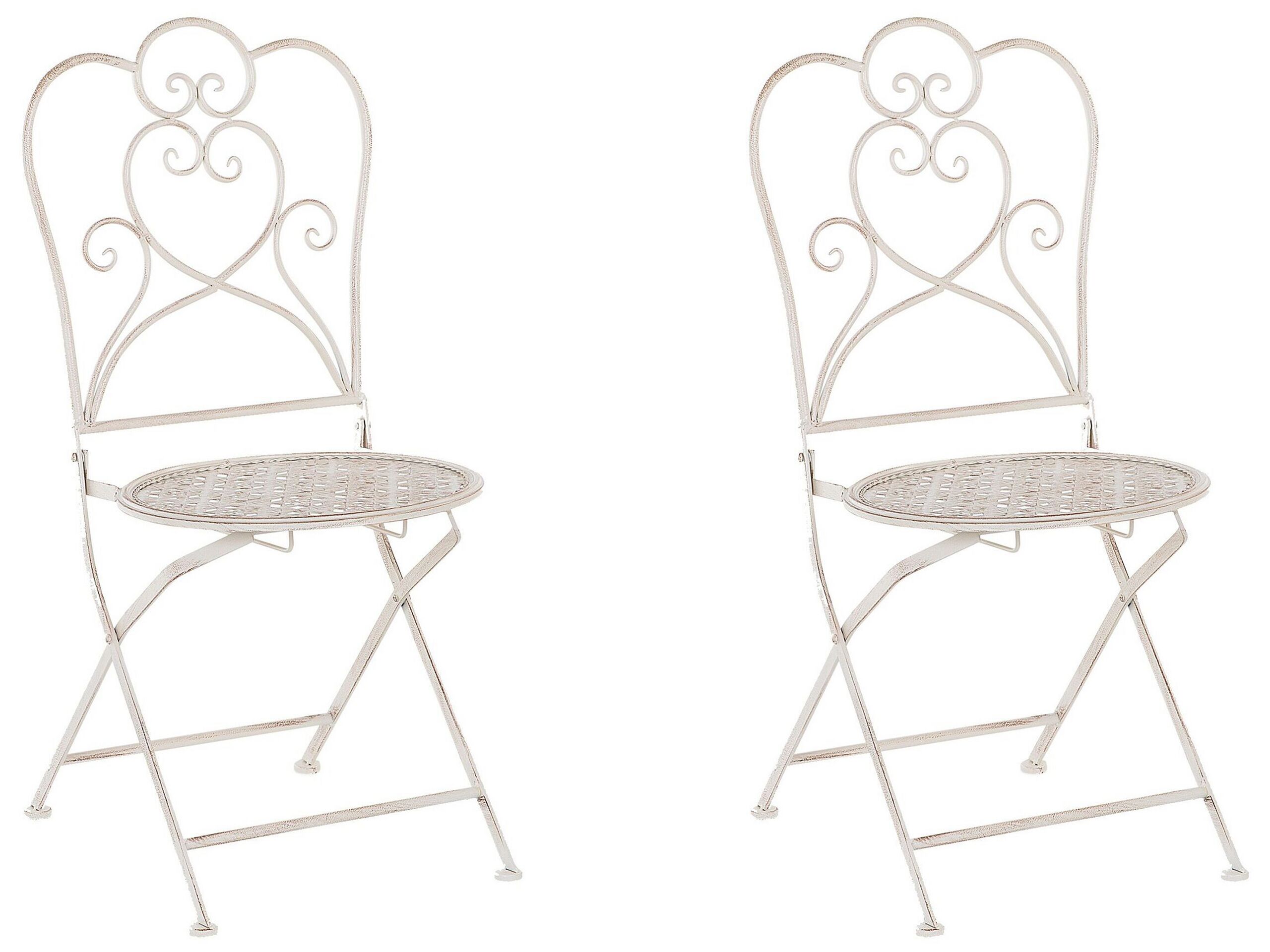 Set of 2 Metal Garden Folding Chairs Beige TRIESTE