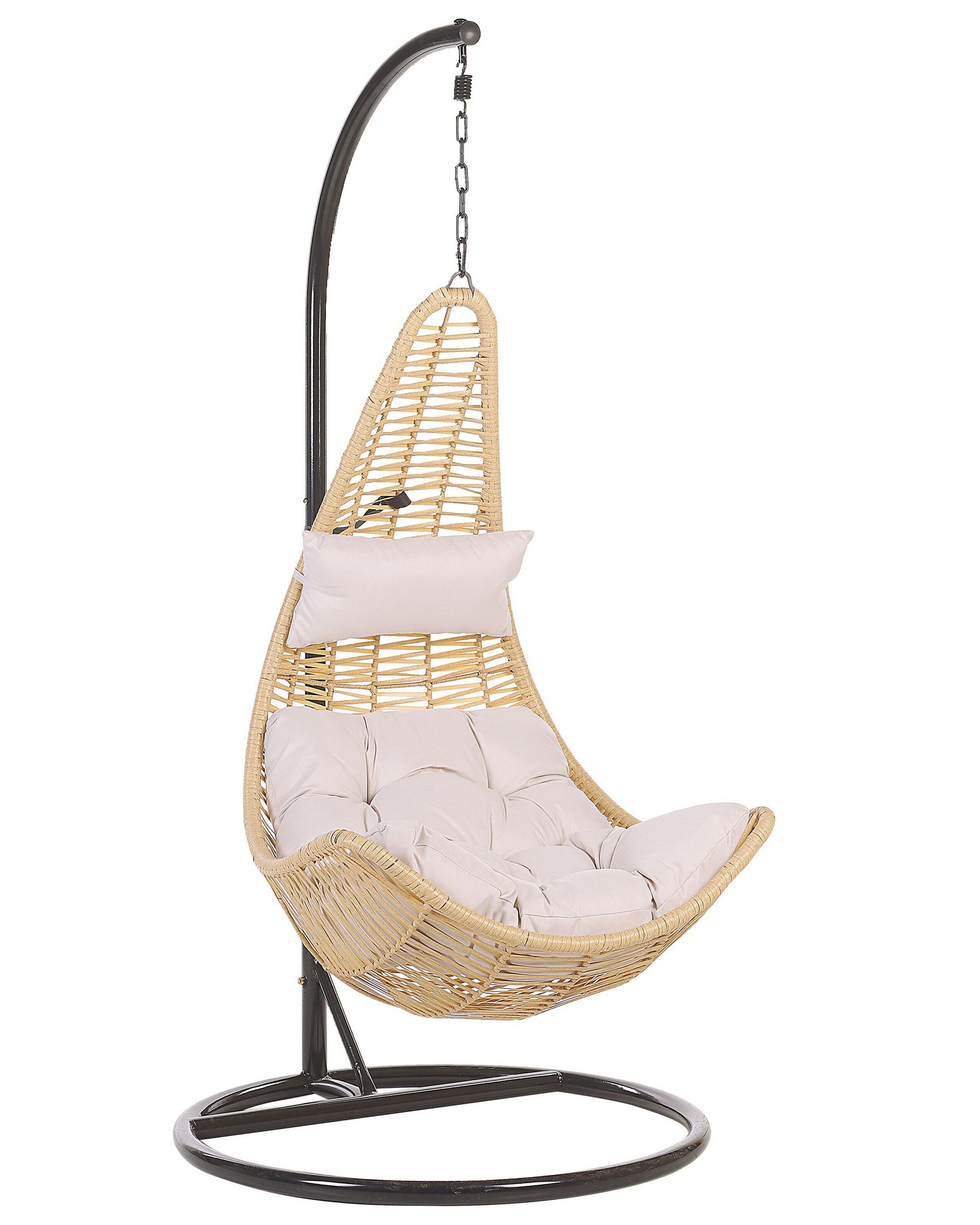 PE Rattan Hanging Chair with Stand Natural ATRI II