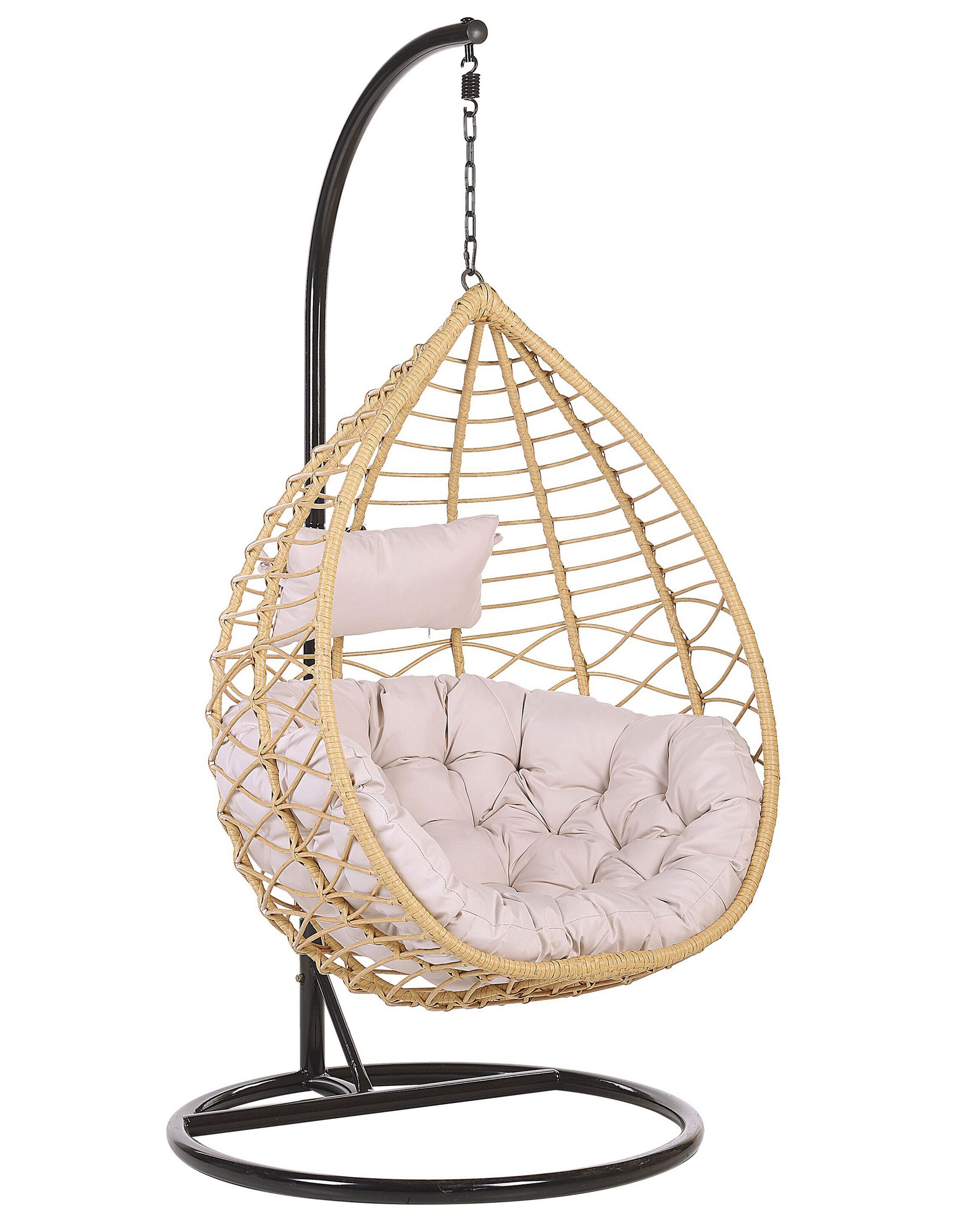 PE Rattan Hanging Chair with Stand Natural ARSITA