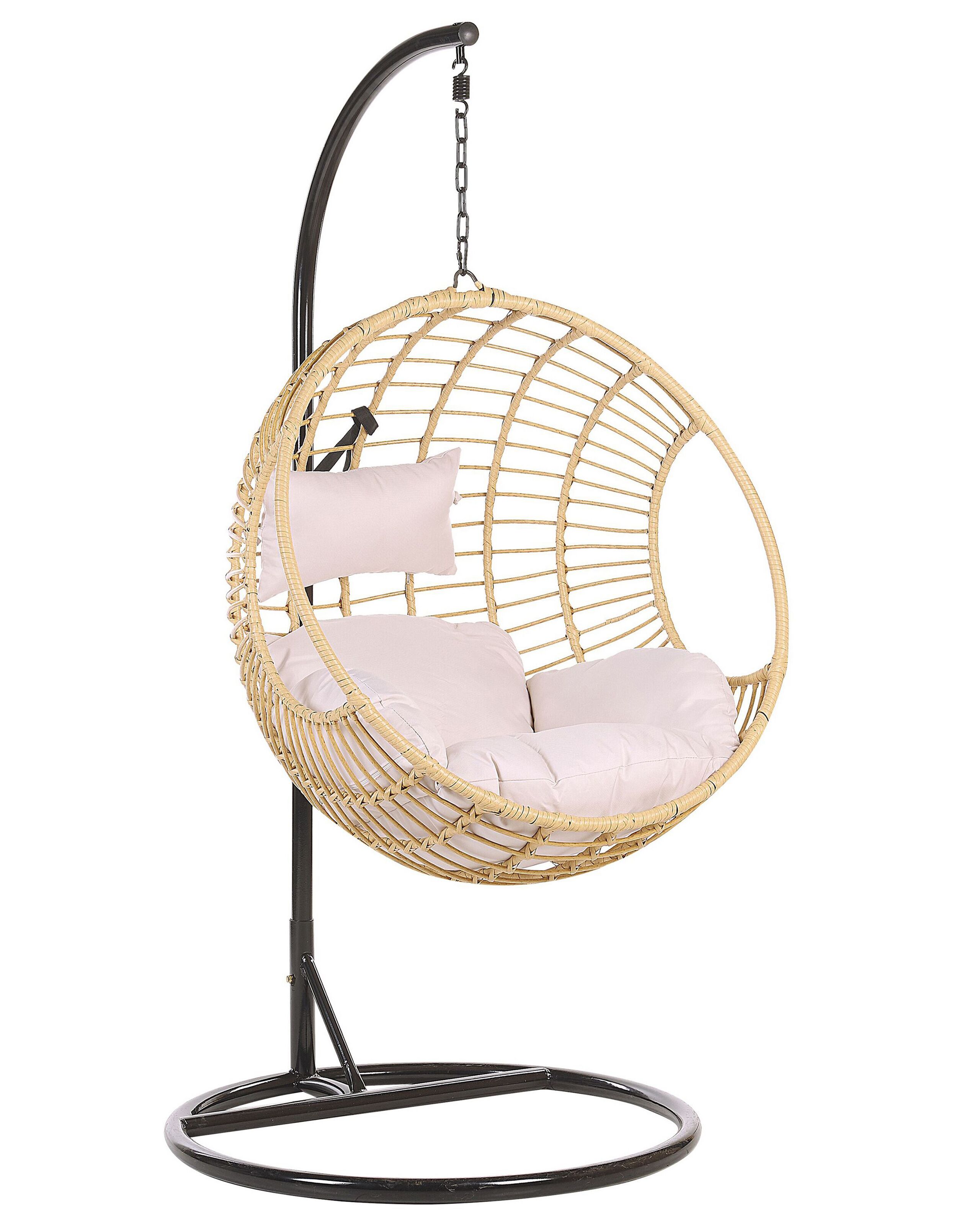 PE Rattan Hanging Chair with Stand Natural ASPIO